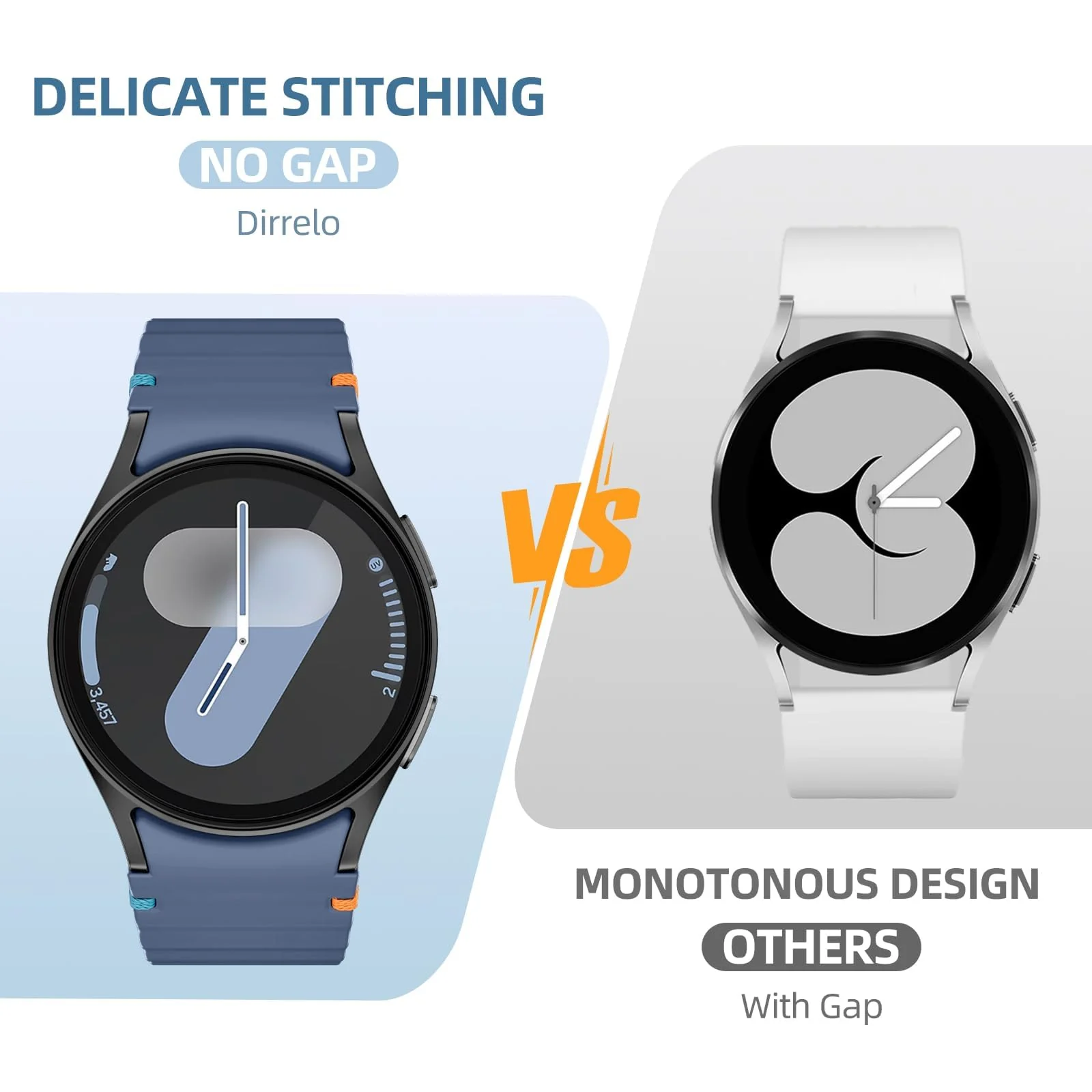 DL3 Mobilak No Gap Sport Bands For Samsung Galaxy Watch 7 6 5 4 FE Strap 40mm 44mm, Soft Silicone Sport Band for Galaxy Watch 6 Classic Straps 47mm 43mm/Galaxy Watch 5 Pro/Watch 4 Classic 42mm 46mm for Men Women - Blue Grey