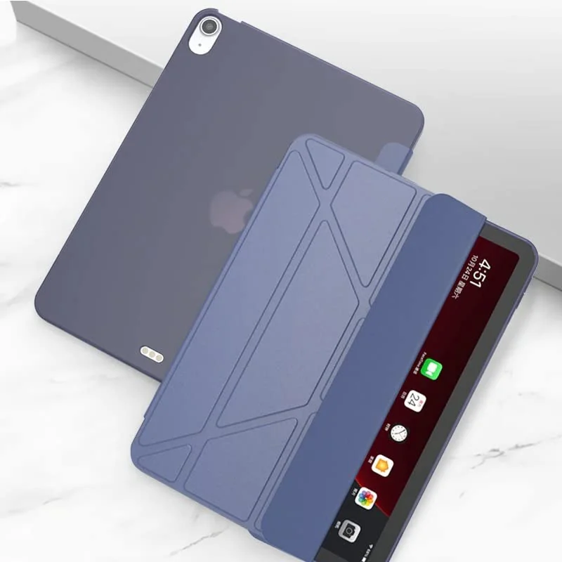 DL3 Mobilak iPad (A16) Case/iPad 10th Generation [11-Inch 2025/10.9 Inch 2022] with Pencil Holder, [Support Touch ID] Flexible TPU Back Shell Smart Trifold Stand Protective Auto Wake/Sleep - A. Blue