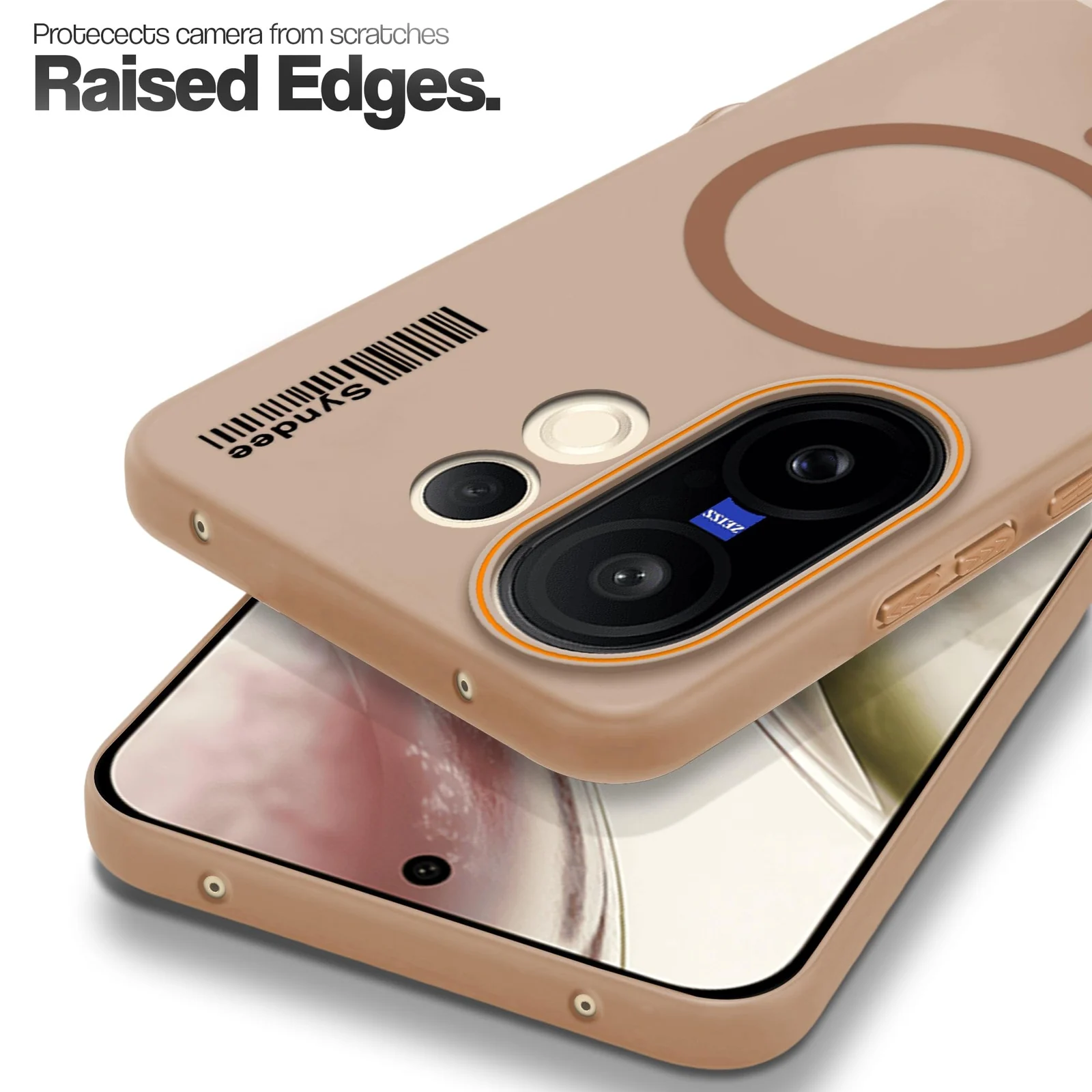 DL3 Mobilak Case Back Cover for Vivo V60 Lite 5G/4G Case, Sleek Frosted Translucent Back Only Compatible with Wireless Magnetic Accessories | Anti-Scratch Shockproof Phone Case - Brown