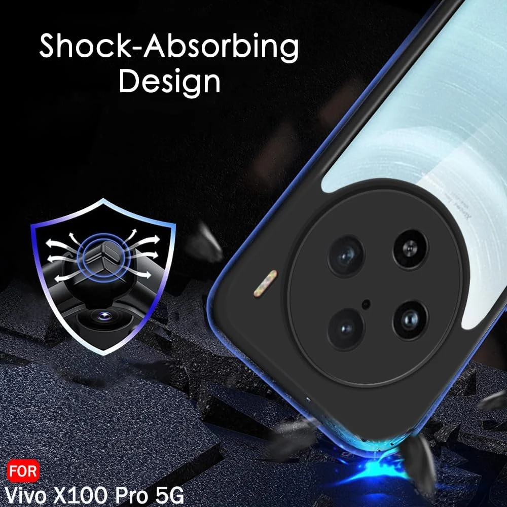 DL3 Mobilak Clear TPU Case for vivo X100 Pro 5G, Camera protection, Shock-absorbing protection, Scratch-resistant surface - Black