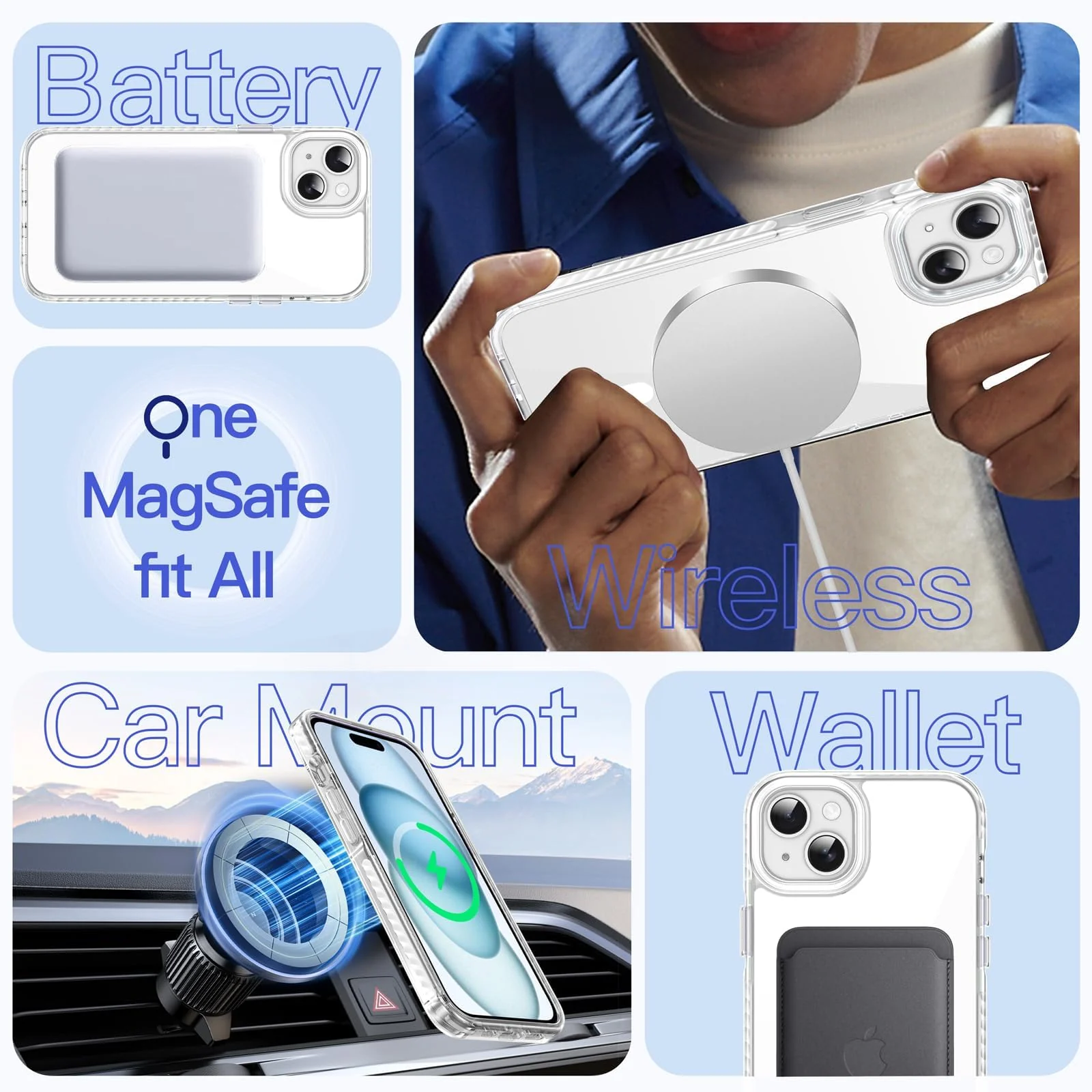 DL3 Mobilak Rugged Protective Case for iPhone 13 / iPhone 14, Compatible with MagSafe accessories, Supports wireless charging, Shock-absorbing protection - White