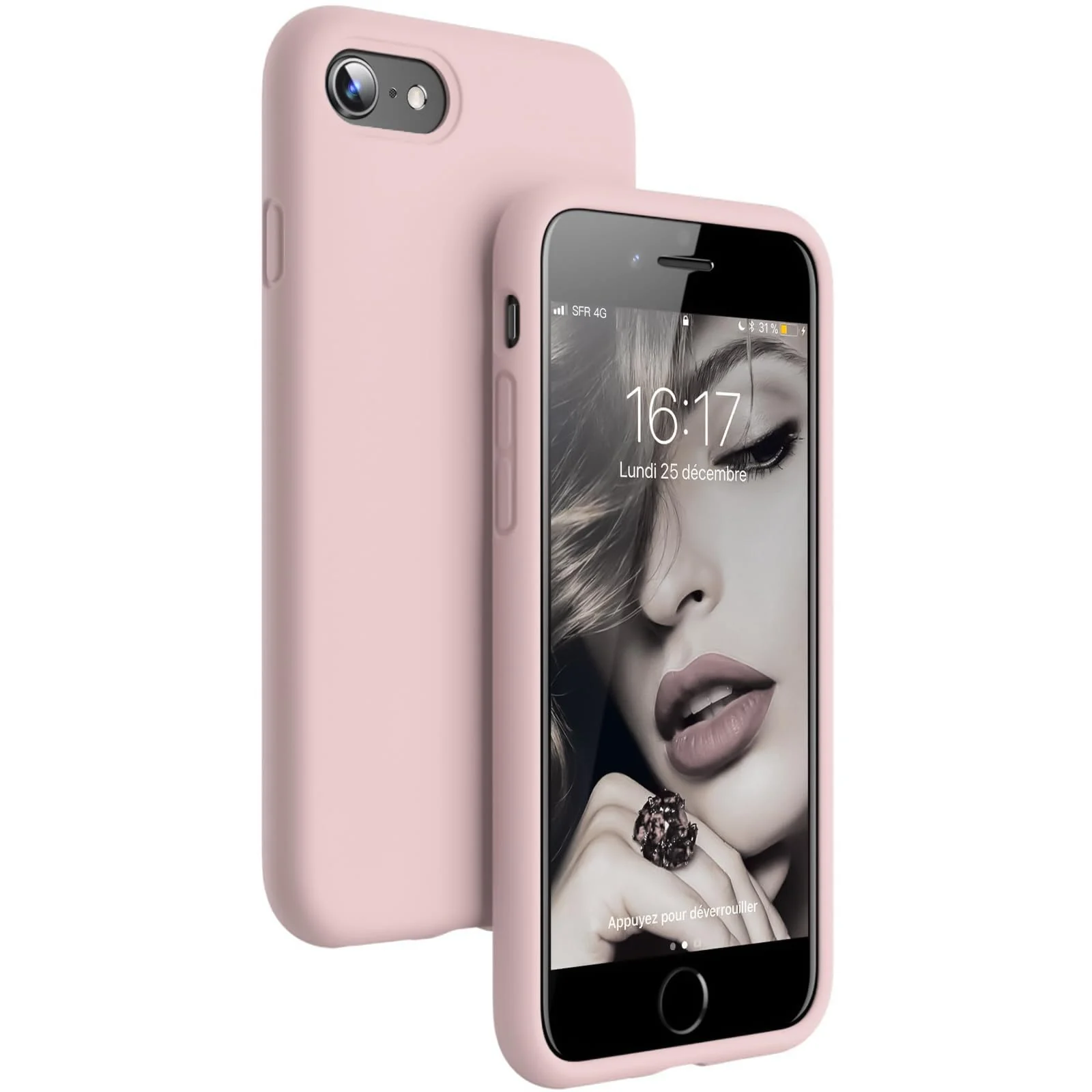 DL3 Mobilak Liquid Silicone Case for iPhone 7 / 8, Shock-absorbing protection, Scratch-resistant surface, Slim, lightweight profile - A.Pink Sand