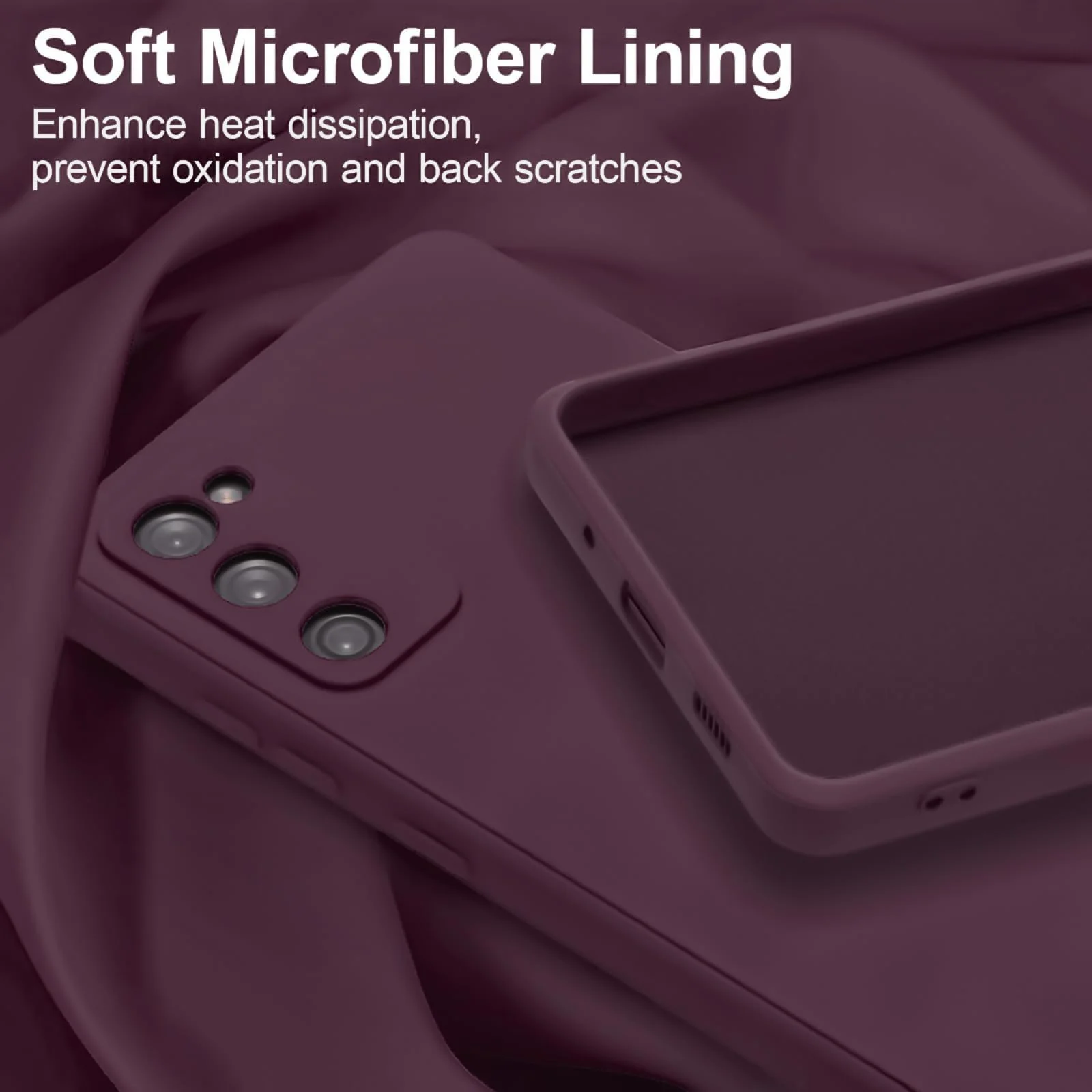 DL3 Mobilak Liquid Silicone Protective Case with Soft Microfiber Lining with Full Camera Protection for Samsung Galaxy S20 FE - Wine Red