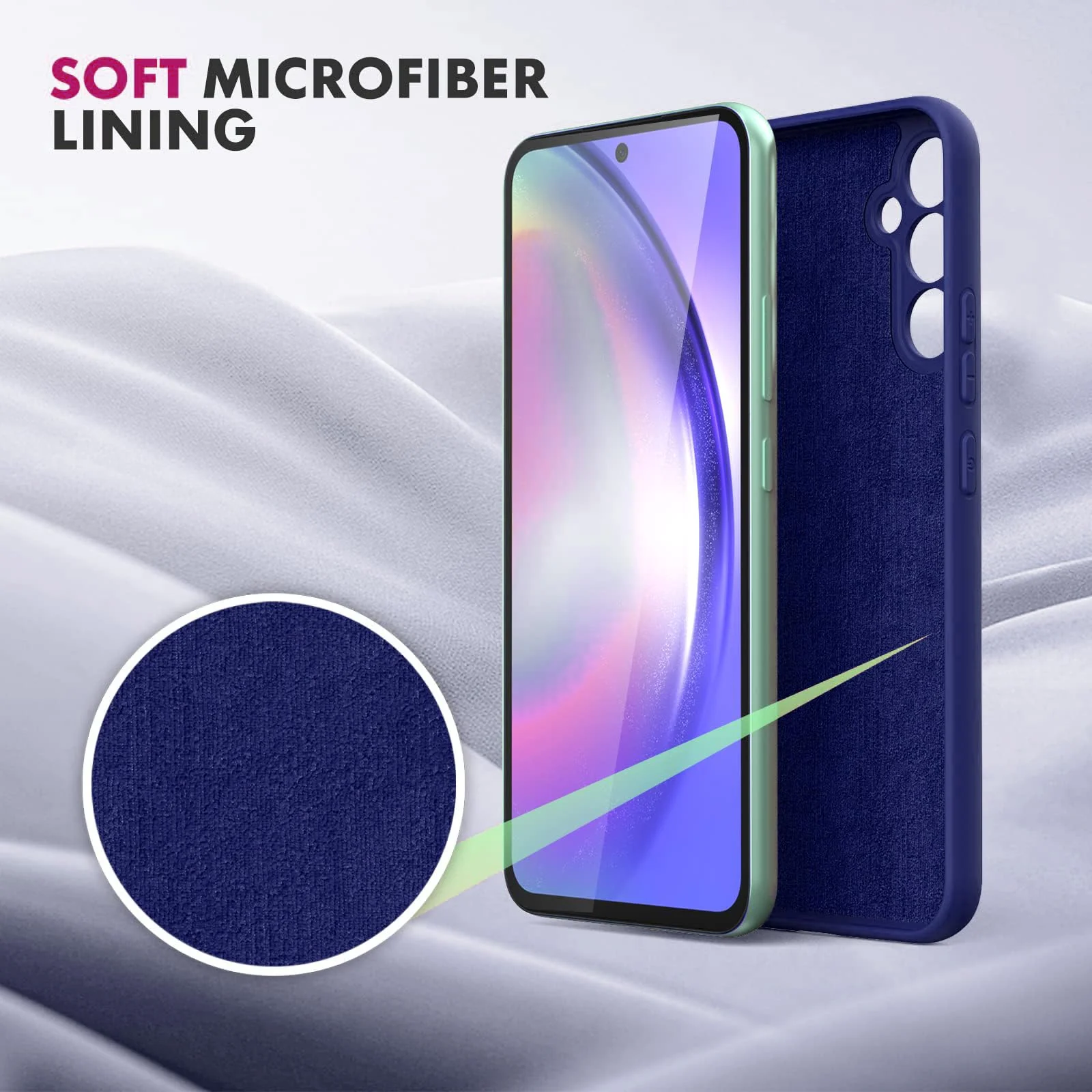 DL3 Mobilak Soft Silicone Protective Case for Samsung Galaxy A54 5G with Microfiber Lining and Shockproof Design - Blue