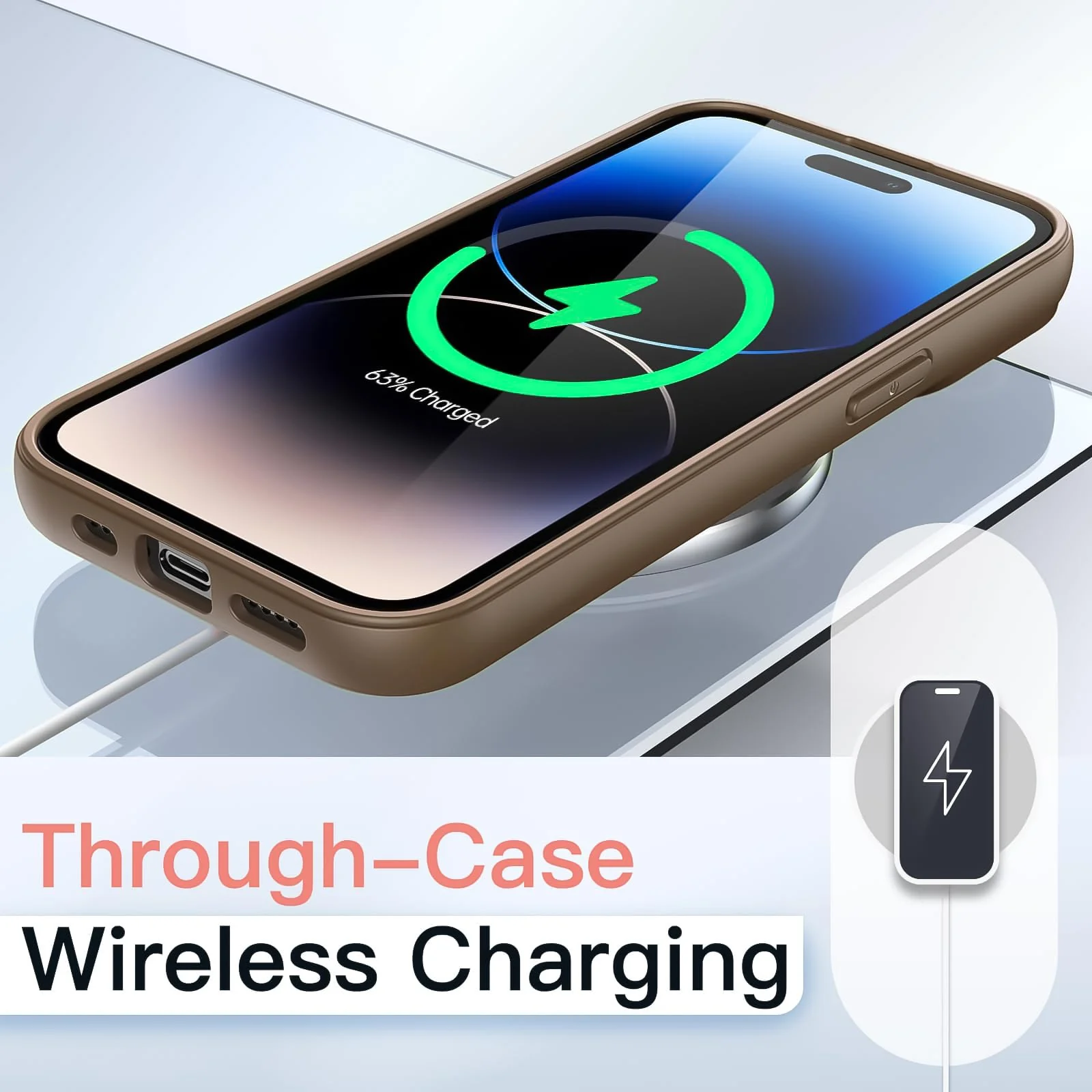 DL3 Mobilak Clear PC and TPU Protective Case for iPhone 15 Pro Max with Military-Grade Protection and Anti-Yellowing Design - Desert Brown
