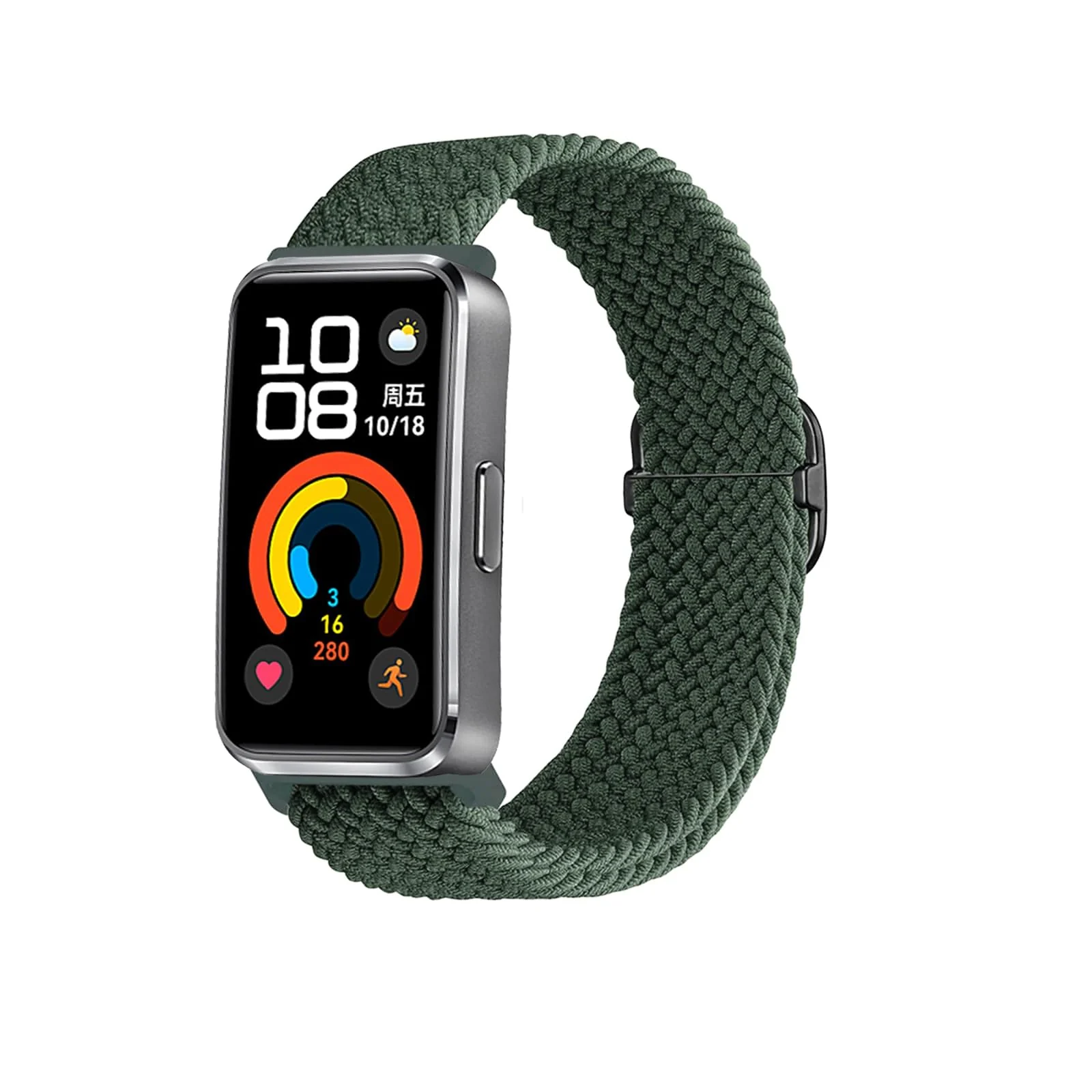 DL3 Mobilak Dl3 Mobailk Braided Bracelet Compatible with Huawei Band 10/Huawei Band 9/Huawei Band 8 for Men and Women, Braided Adjustable Elastic Nylon Sport Replacement Watch Strap - Green