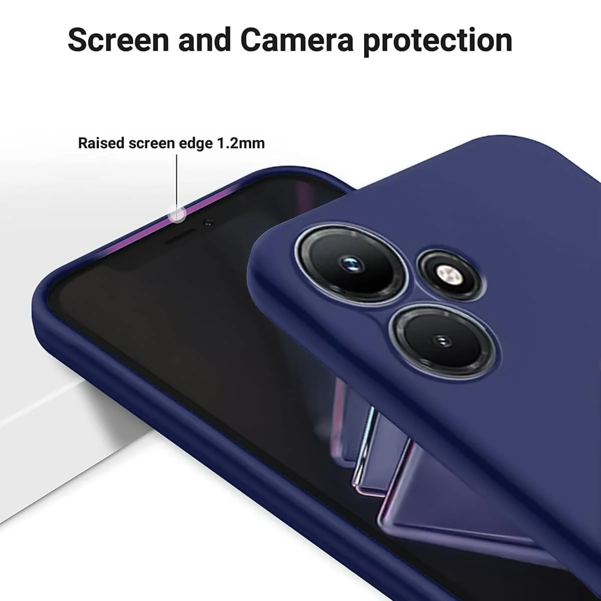 DL3 Mobilak Liquid Silicone Protective Case with Soft Microfiber Lining with Full Camera Protection for Infinix Hot 30i - Blue 2