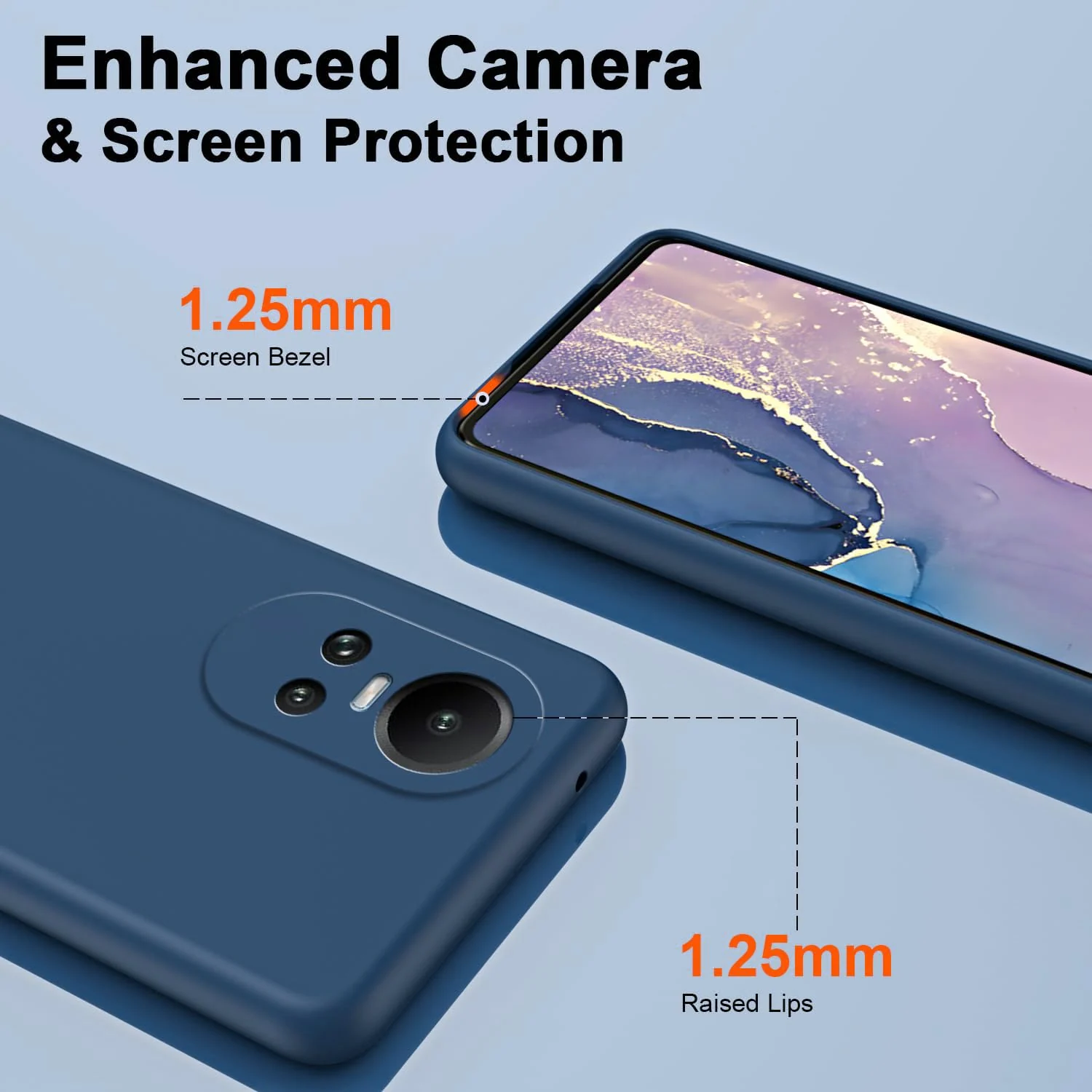 DL3 Mobilak Liquid Silicone Protective Case for OPPO Reno 10 5G / OPPO Reno 10 Pro 5G with Microfiber Lining and Shockproof Design - Blue