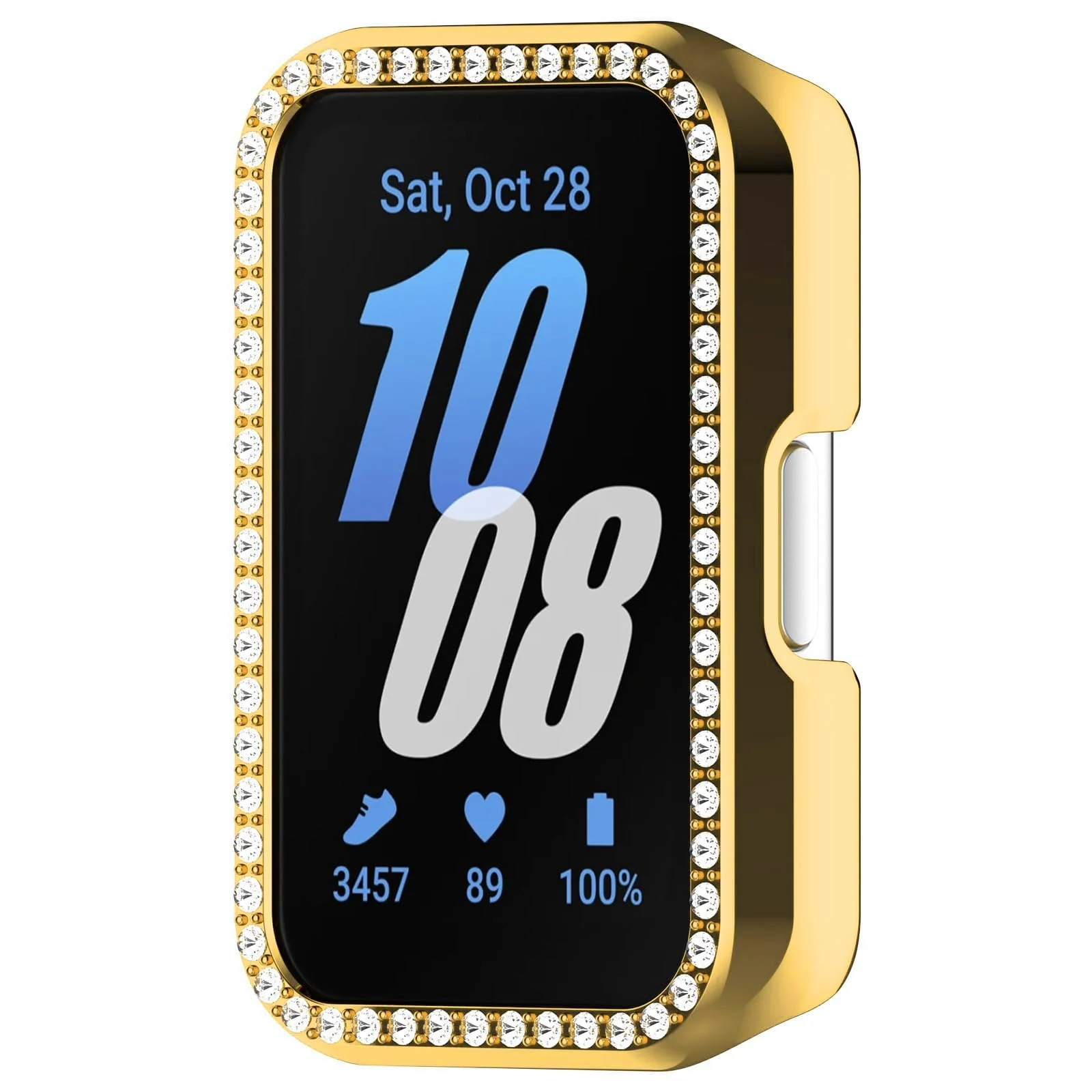 DL3 Mobilak Compatible with Huawei Watch Fit Case Replacement Bling Crystal Protector Case Cover Frame Plating Metal Color PC Shockproof Case Guard Thin Bumper Shell for Huawei Watch Fit - Gold