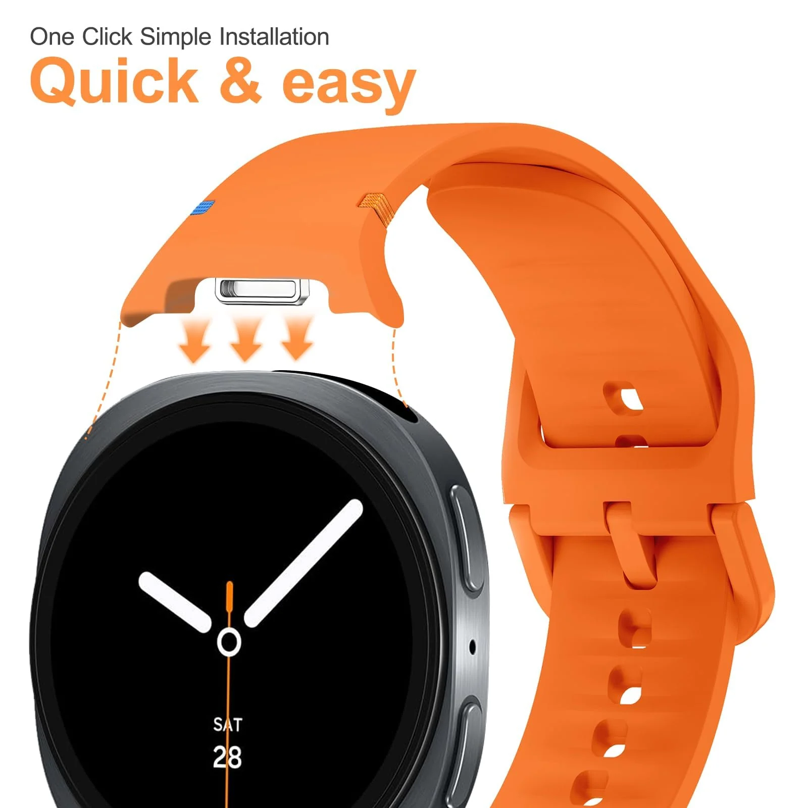 DL3 Mobilak Silicone Bands Compatible with Samsung Galaxy Watch 8 Band 40mm 44mm, Galaxy Watch 8 Classic Band 46mm, Waterproof Soft Wristband Sport Strap for Galaxy Watch 8 Bands 2025 Women Men - Orange