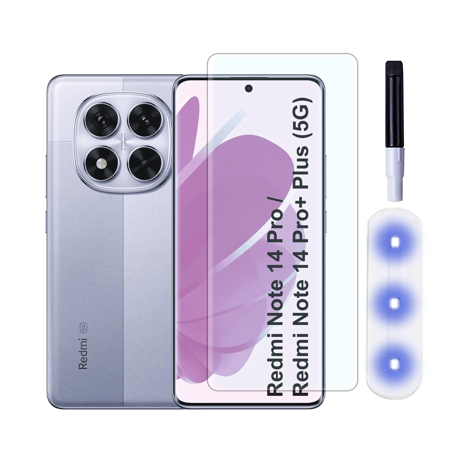 DL3 Mobilak Screen Protector Xiaomi Note 14 Pro+ Plus 5G/Redmi Note 14 Pro 4G/5G/Poco X7 [Liquid UV Tempered Glass] Full Screen adhesive [Sensitive Touch][Fingerprint Sensor Compatible] HD - Clear