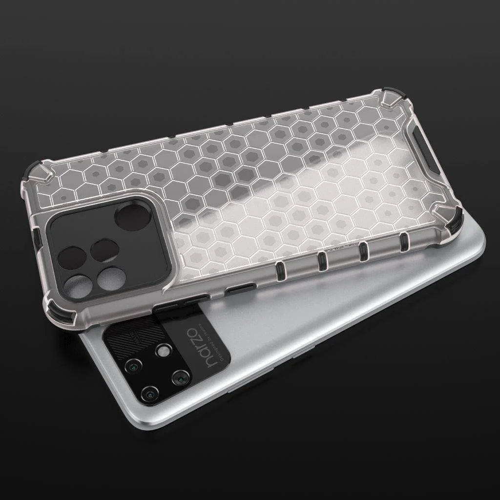 DL3 Mobilak Honeycomb Protective Case for realme Narzo 50A, Shock-absorbing protection, Transparent design, Slim, lightweight profile - Black