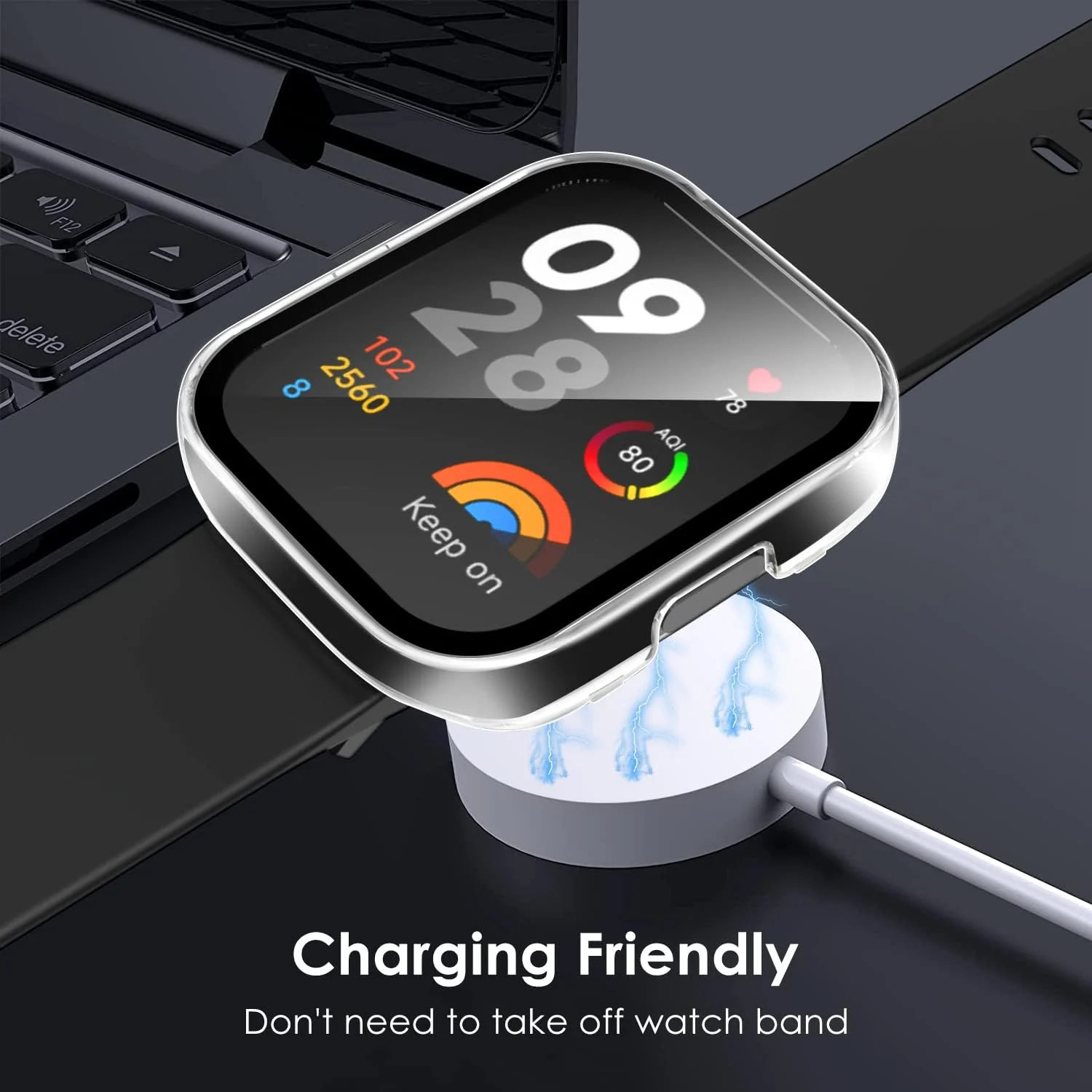 DL3 Mobilak Protective Case For Xiaomi Redmi Watch 3 (Not for Redmi Watch 3 Lite/Active) 9H Hardness PC Case Bumper Full Slim Protective Cover with Built-in Tempered Glass Screen Protector - Clear