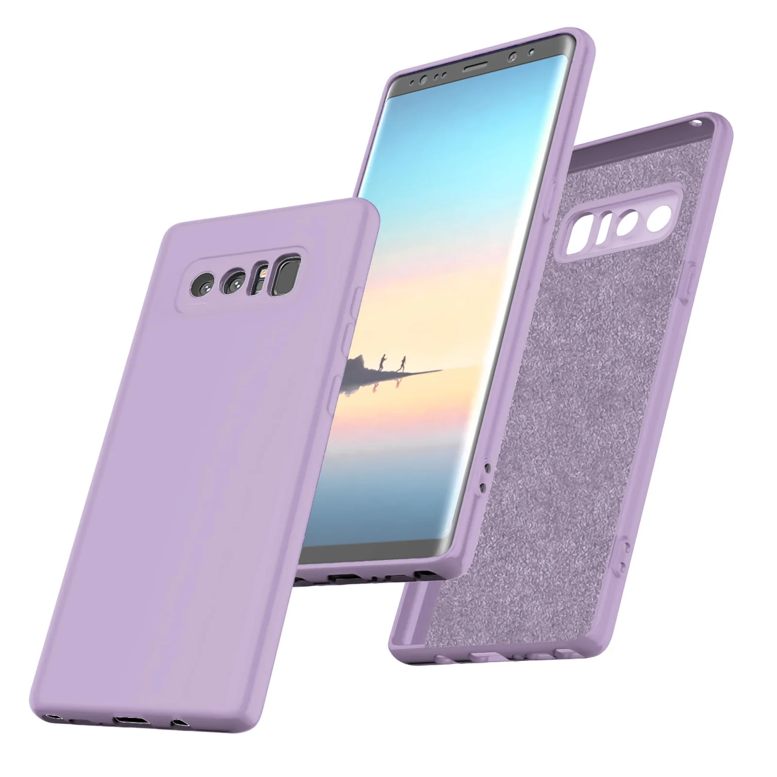 DL3 Mobilak Liquid Silicone Protective Case with Soft Microfiber Lining with Full Camera Protection for Samsung Galaxy Note 8 - Lavender