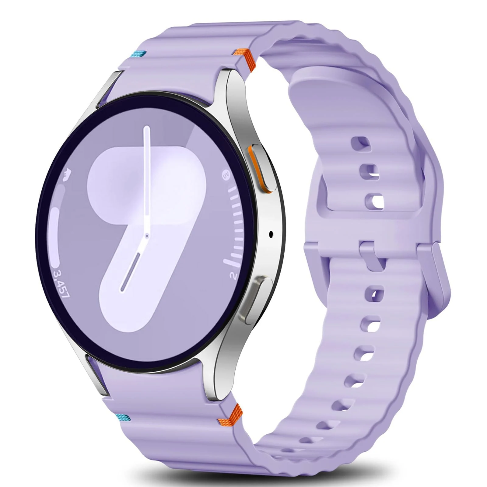 DL3 Mobilak No Gap Sport Bands For Samsung Galaxy Watch 7 6 5 4 FE Strap 40mm 44mm, Soft Silicone Sport Band for Galaxy Watch 6 Classic Straps 47mm 43mm/Galaxy Watch 5 Pro/Watch 4 Classic 42mm 46mm for Men Women - Violet