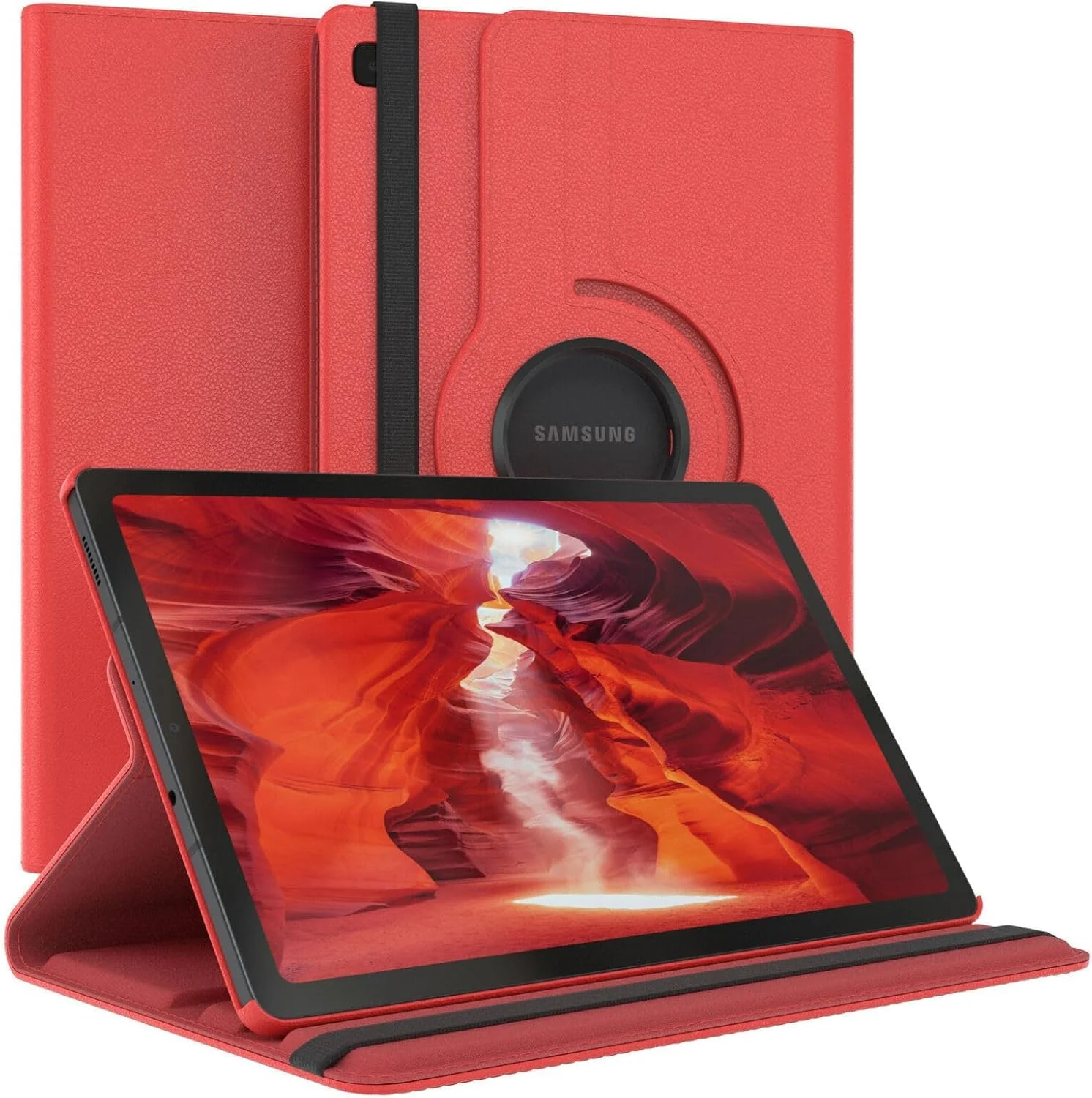 DL3 Mobilak Protective Cover for Samsung Galaxy Tab A7 (SM-T500 / T505) 10.4 inch 2020, 360° Rotatable Smart Stand, Leather Folio Flip Cover with Multi-Angle Viewing, Auto Wake Sleep - Red