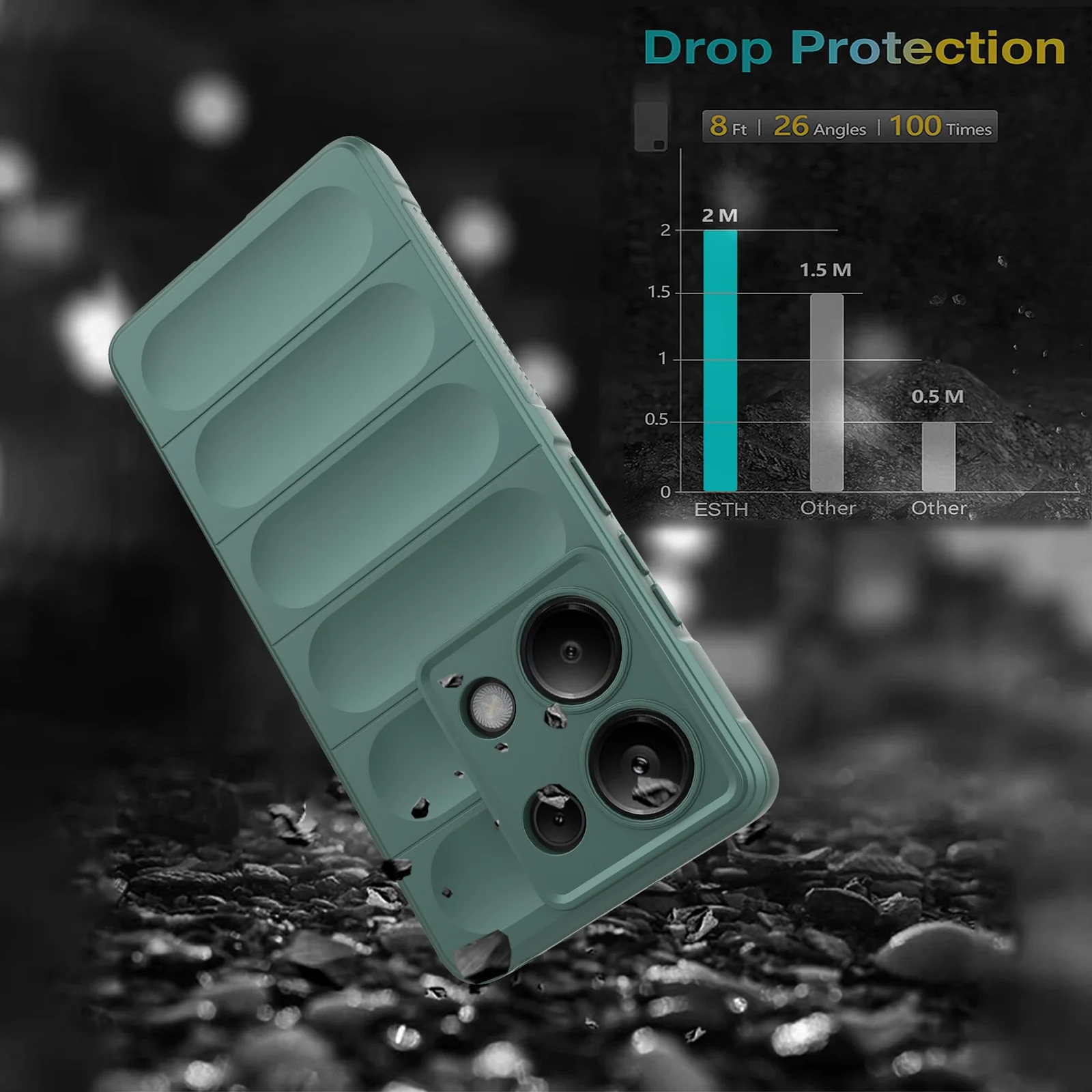DL3 Mobilak Rugged Protective Case for Xiaomi Redmi Note 13 Pro 4G / Poco M6 Pro 4G, Camera protection, Shock-absorbing protection, Non-slip grip - Green