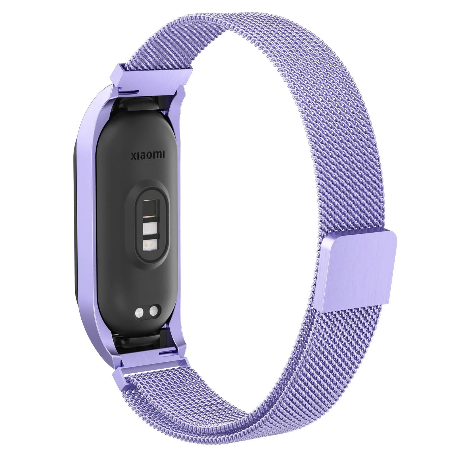 DL3 Mobilak Compatible with Xiaomi Mi Band 7 Strap for Women Men, Adjustable Stainless Steel Metal Replacement Strap Magnetic Metal Wristband, Straps Compatible with Mi Band 7 - Light Purple
