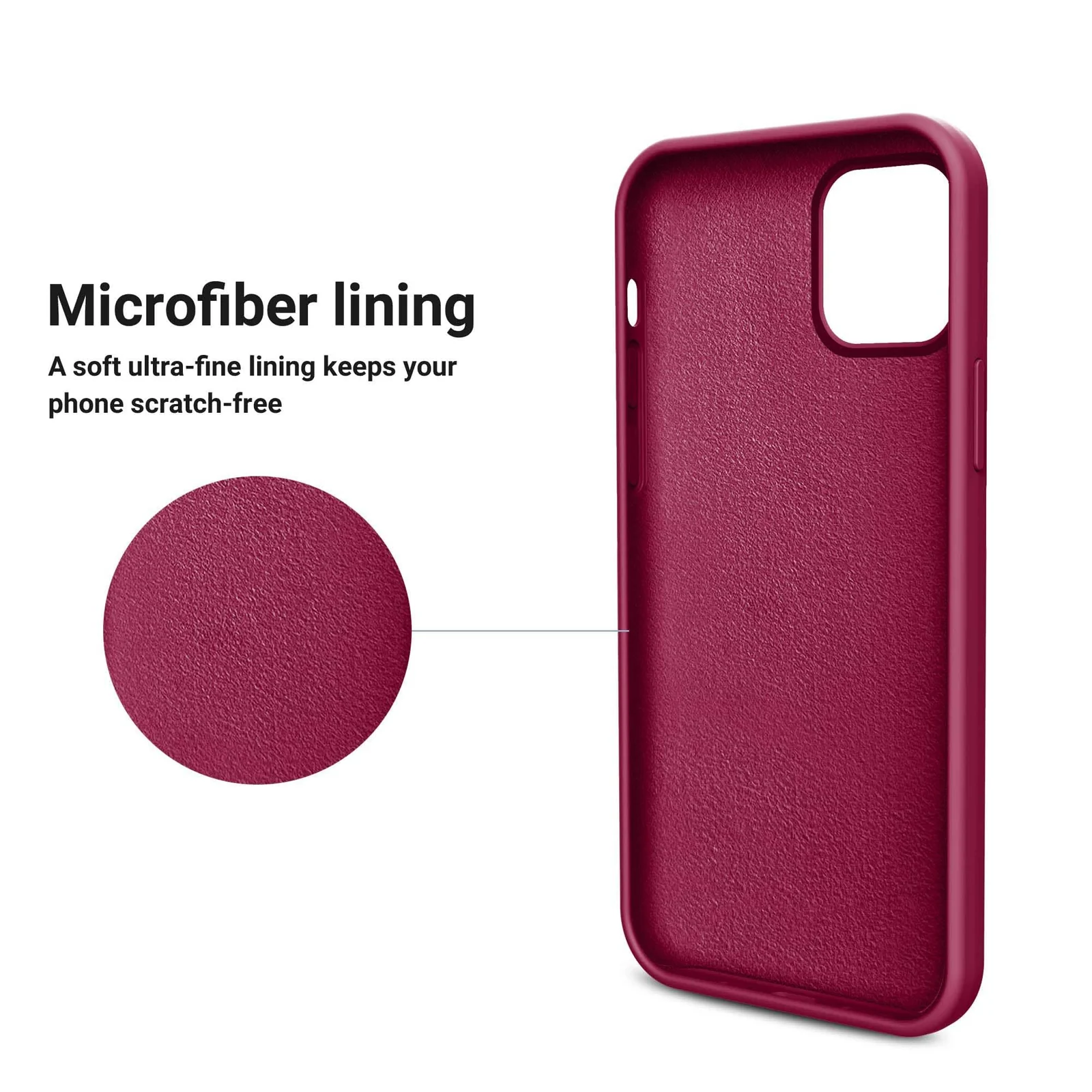 DL3 Mobilak Liquid Silicone Case for iPhone 14 Pro (6.1 Inch), Shock-absorbing protection, Scratch-resistant surface, Soft microfiber lining - Roze Red