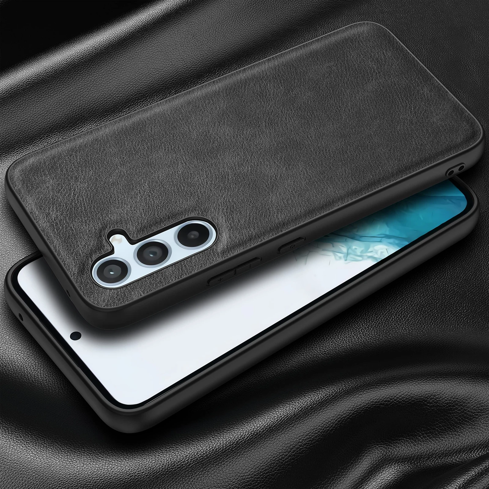 DL3 Mobilak Case for Samsung Galaxy A54 5G Leather Case, Anti-Drop, Anti-Shock, Non-Slip Texture, Simple Cell Phone Cover for Galaxy A54 5G 6.4 inch - Black