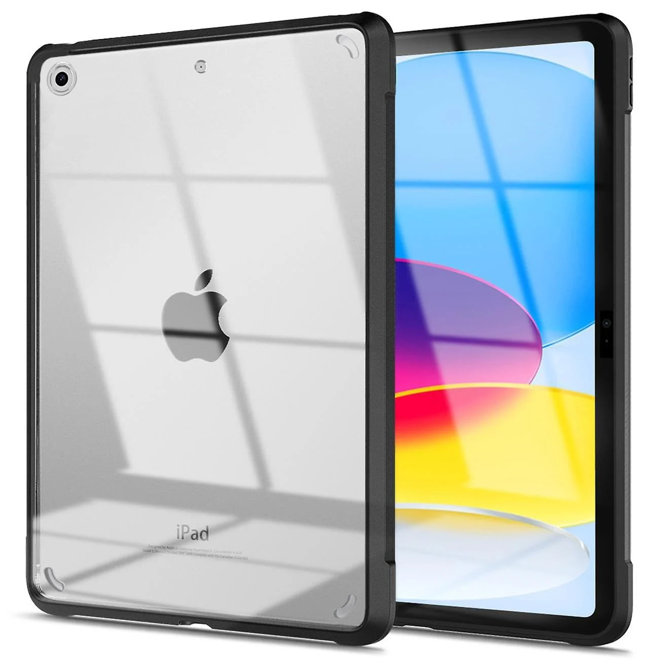 DL3 Mobilak Case for iPad 10.2-Inch (9th/8th/7th Generation, 2021/2020/2019), Case Clear, iPad Case Slim Transparent Hard PC Back Cover TPU Frame Shell - Black