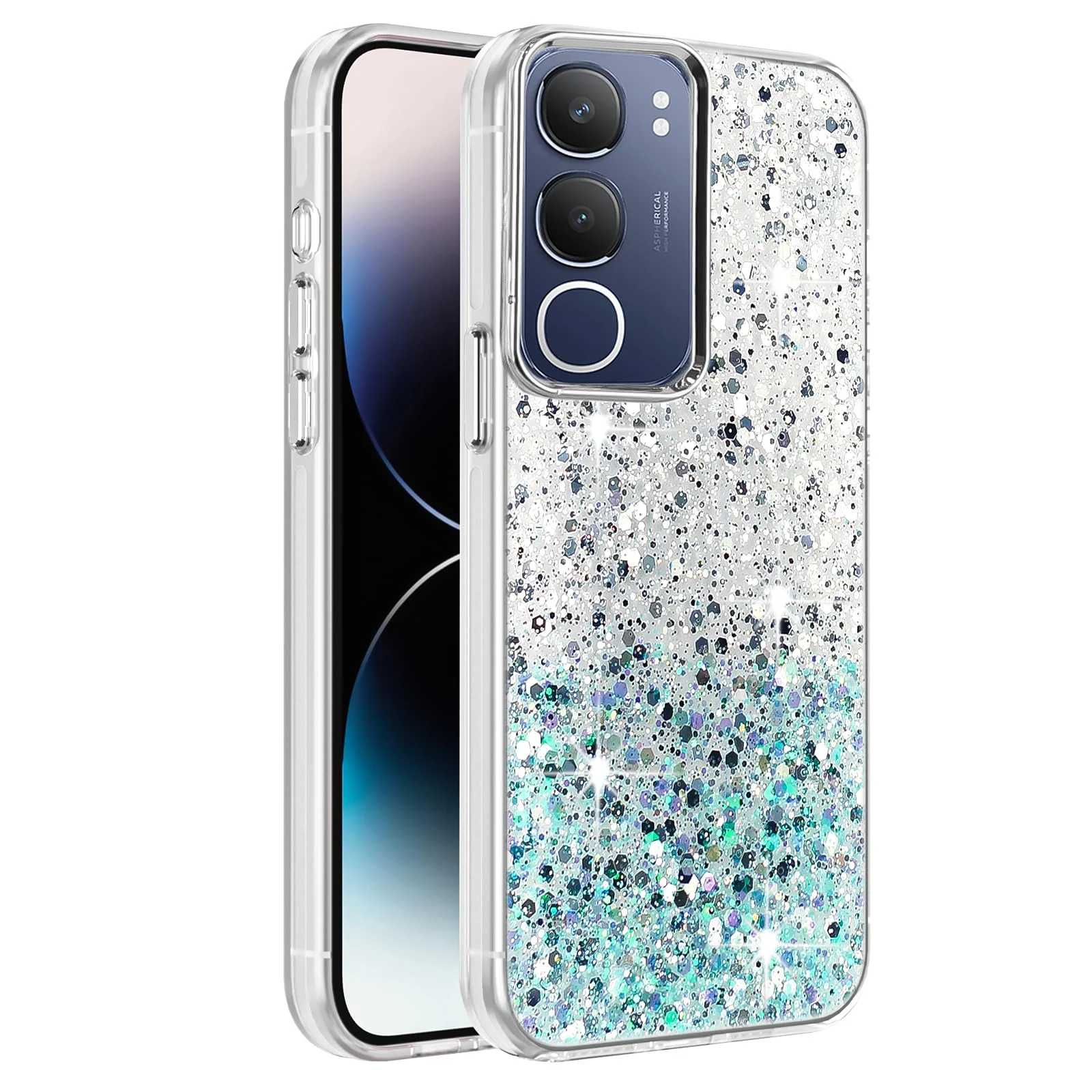 Vivo Y19S — DL3 Mobilak Glitter Protective Case for vivo Y19S, Supports wireless charging, Camera protection, Shock-absorbing protection