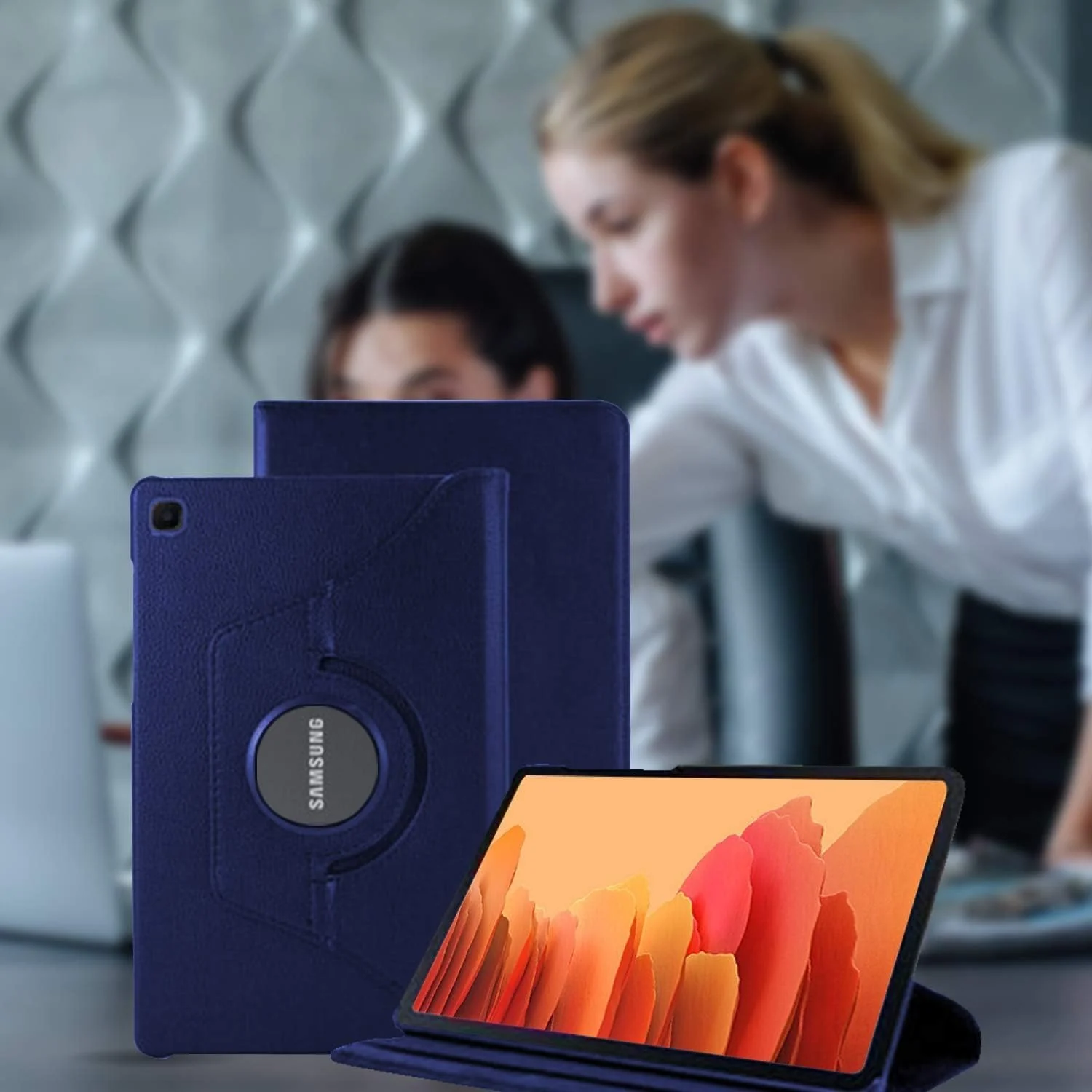 DL3 Mobilak Protective Cover for Samsung Galaxy Tab A 2019 10.1 Inch (SM-T510 SM-T515), 360° Rotatable Smart Stand, Leather Folio Flip Cover with Multi-Angle Viewing, Auto Wake Sleep - Blue