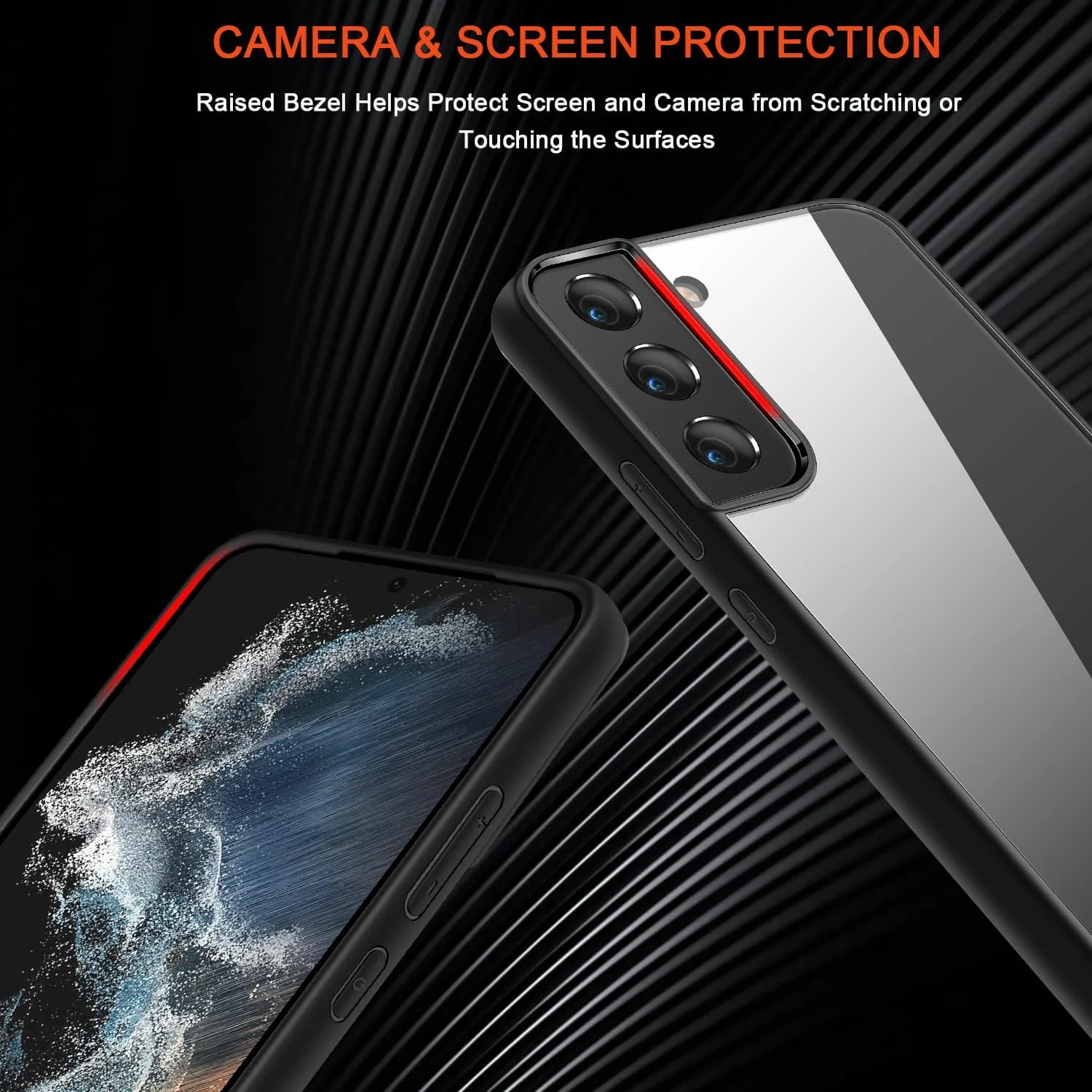 DL3 Mobilak Case Compatible With Samsung Galaxy S22, Clear Case Shockproof Hard PC +Soft Silicone [Not Yellowing] Transparent Protective Slim Case Phone - Black