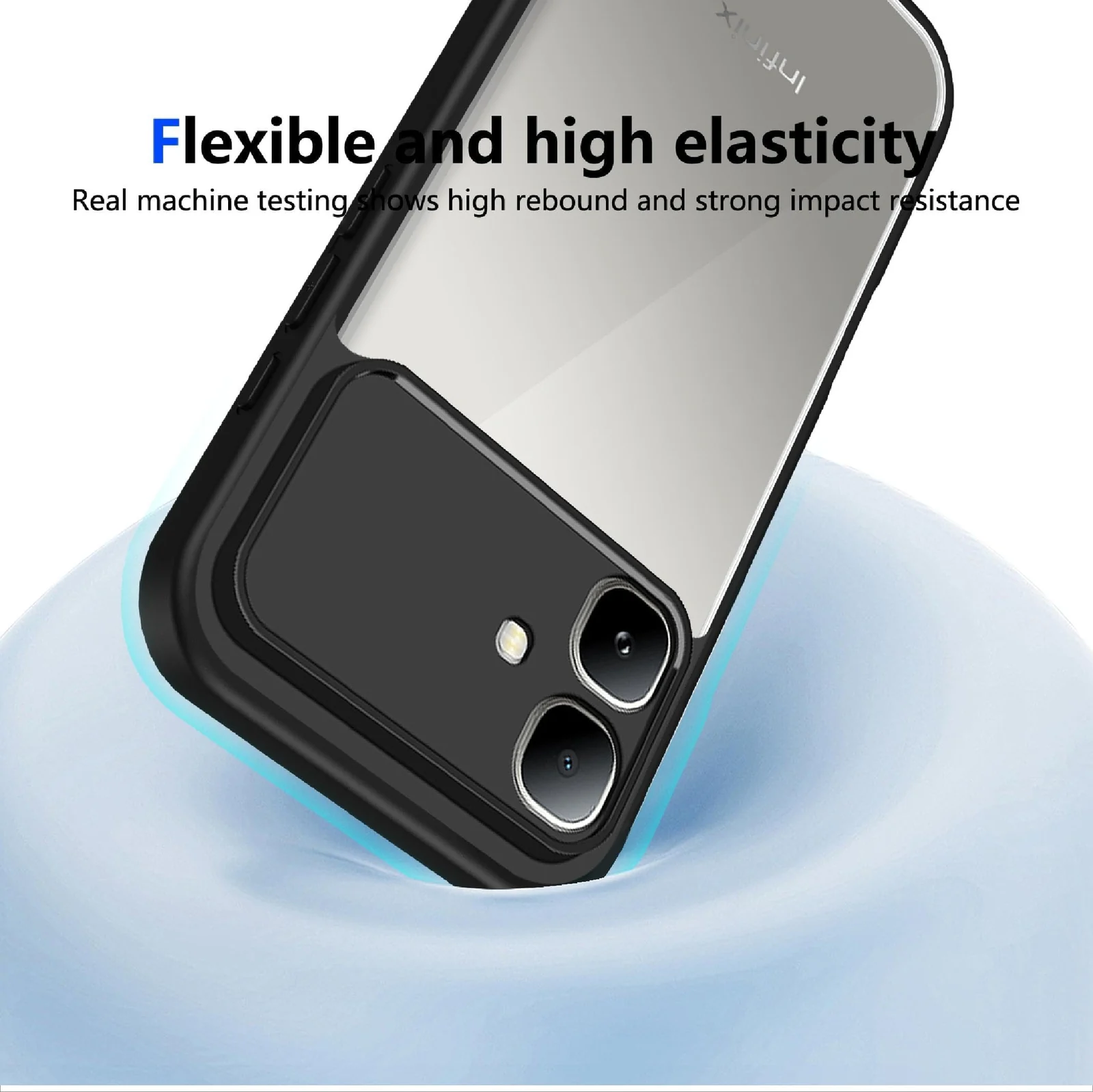 MOBIGON Anti-Yellowing Shockproof Transparent Phone Case for Infinix Smart 20, Black