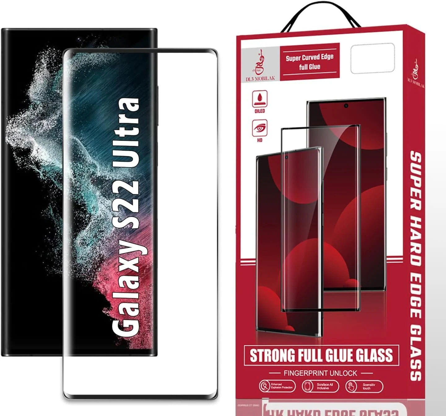 DL3 Mobilak Screen Protector for Samsung Galaxy S22 Ultra 5G, Tempered Glass Screen Saver Premium HD Protective, Scratch Resistant, NO-Bubble, 9H Hardness, Full Coverage Film - Clear