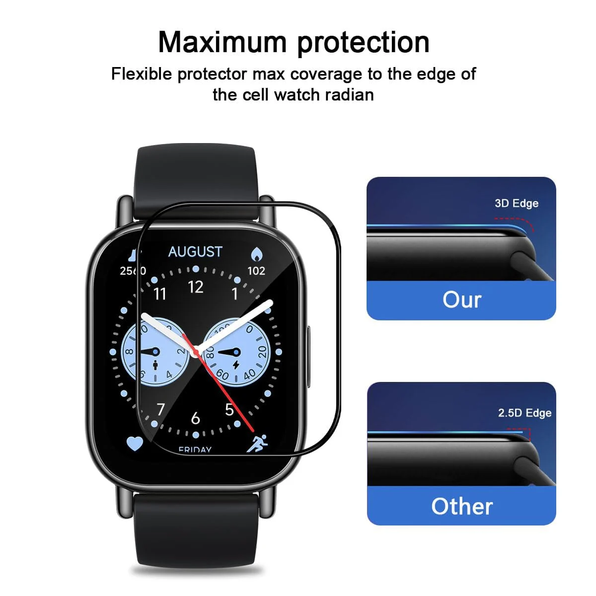 DL3 Mobilak Screen Protector For Xiaomi Redmi Watch 5 Lite, 3D Curved Soft Edge Protective Film [Anti-Scratch] [Bubble Free] [Ultra Shatterproof] [High Sensitive] (Not Glass) - Black