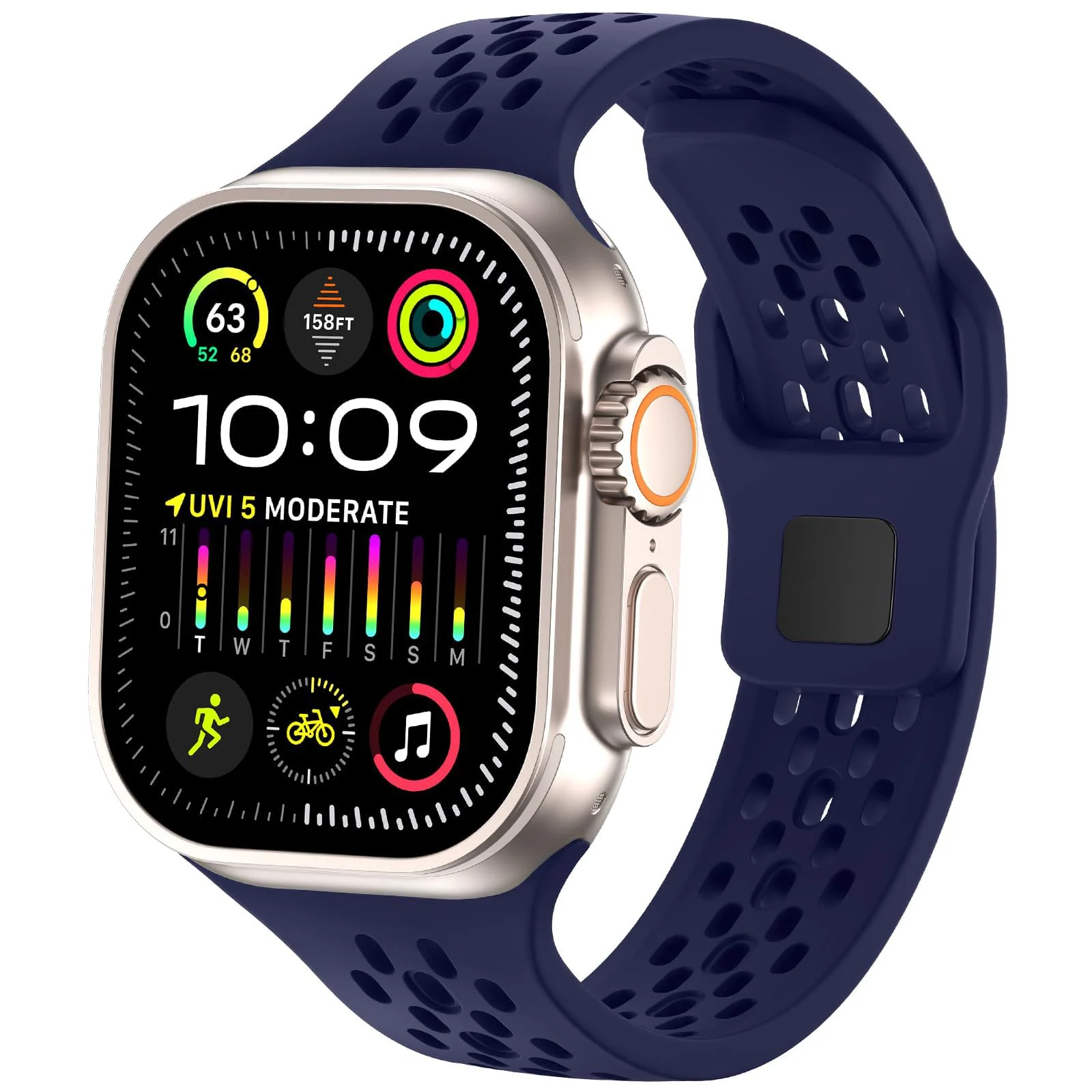 DL3 Mobilak Breathable Sport Band Compatible with Apple Watch 49mm 46mm 45mm 44mm 42mm, Soft Silicone Replacement Strap for iWatch Series 11 10 9 8 7 6 5 4 SE3 SE2 SE Ultra 3 2 1 - Midnight Blue