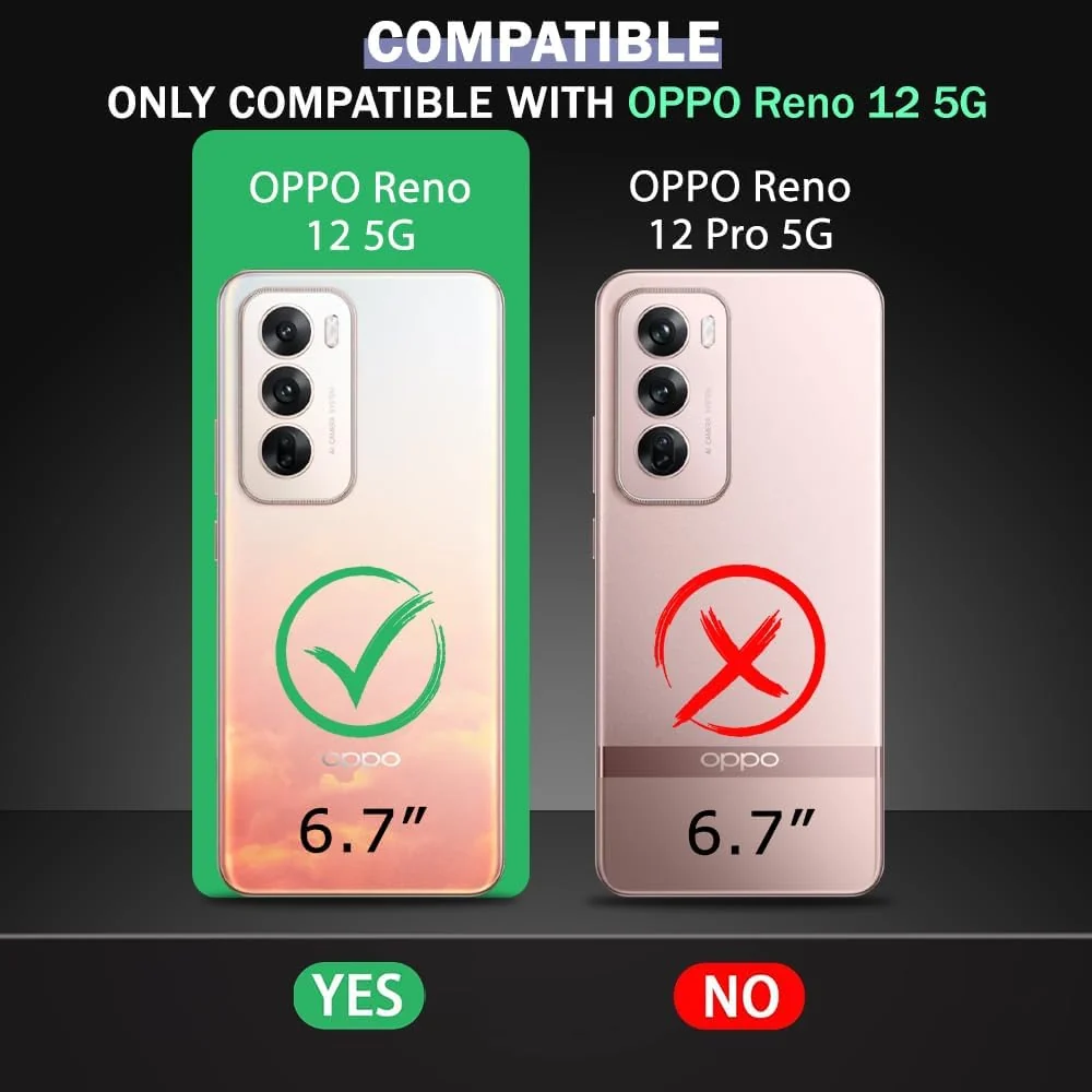 DL3 Mobilak Rugged Protective Case for OPPO Reno 12 5G, Camera protection, Shock-absorbing protection, Non-slip grip - Black