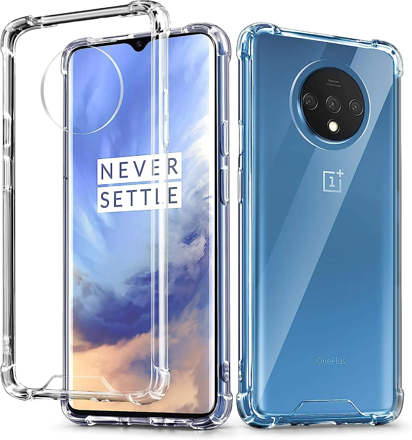 DL3 Mobilak Case Compatible with OnePlus 7T, Cover Silicone TPU Gorilla Anti-shock Protector Camera Shockproof Corners For OnePlus 7T - Clear