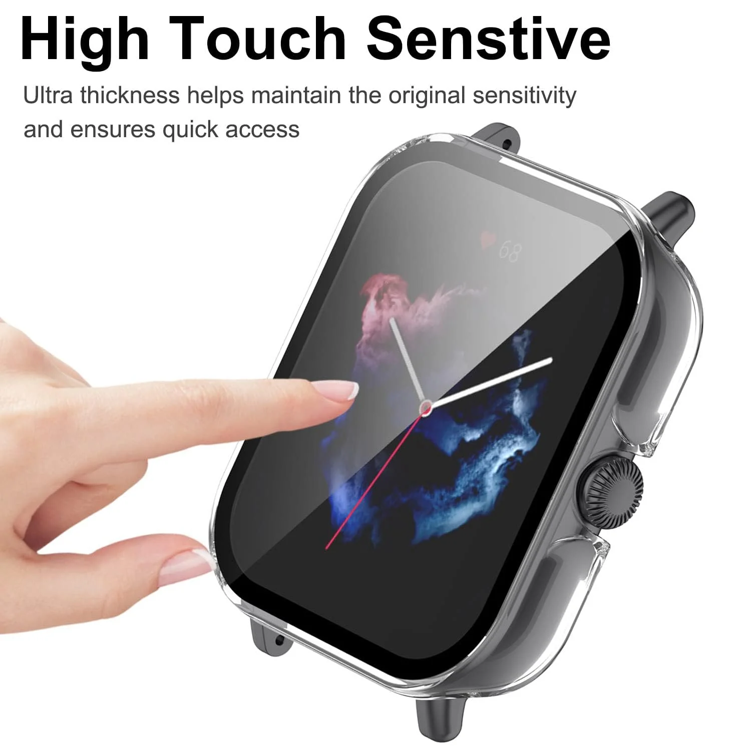 DL3 Mobilak Protective Case For Amazfit GTS 3, 9H Hardness PC Case Bumper Full Slim Protective Cover with Built-in Tempered Glass Screen Protector For Amazfit GTS3 - Clear