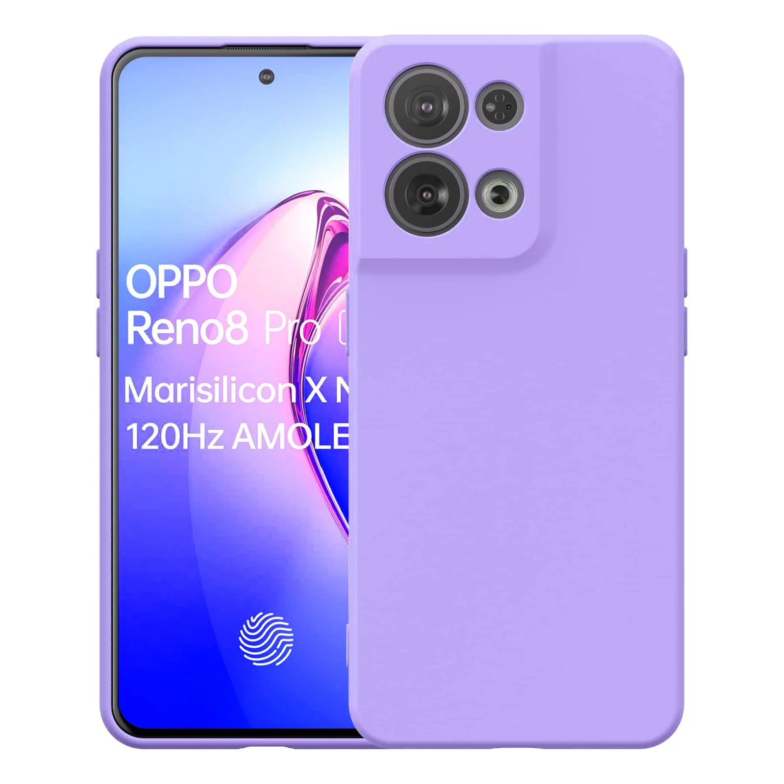 DL3 Mobilak Liquid Silicone Case for OPPO Reno 8 Pro 5G / Reno8 Pro + Plus 5G, Not compatible with MagSafe, Supports wireless charging, Camera protection - Lavender