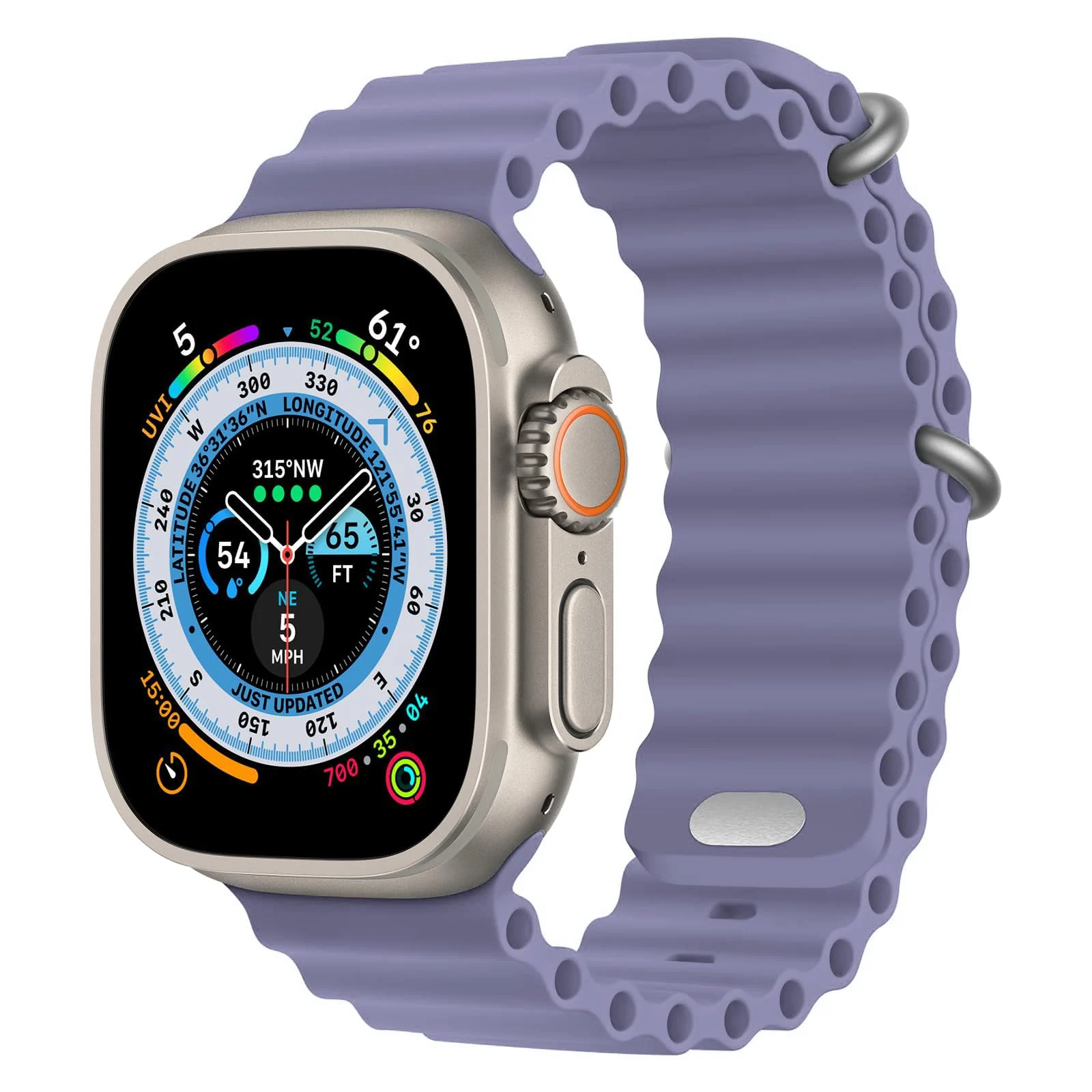 DL3 Mobilak Ocean Band For Apple Watch Ultra 49mm 45mm 44mm 42mm, Waterproof Soft Silicone Sport Wristbands Replacement Strap iWatch Ultra SE 8 7 6 5 4 3 2 1 (38MM/40MM/41MM) - Lavender Gray