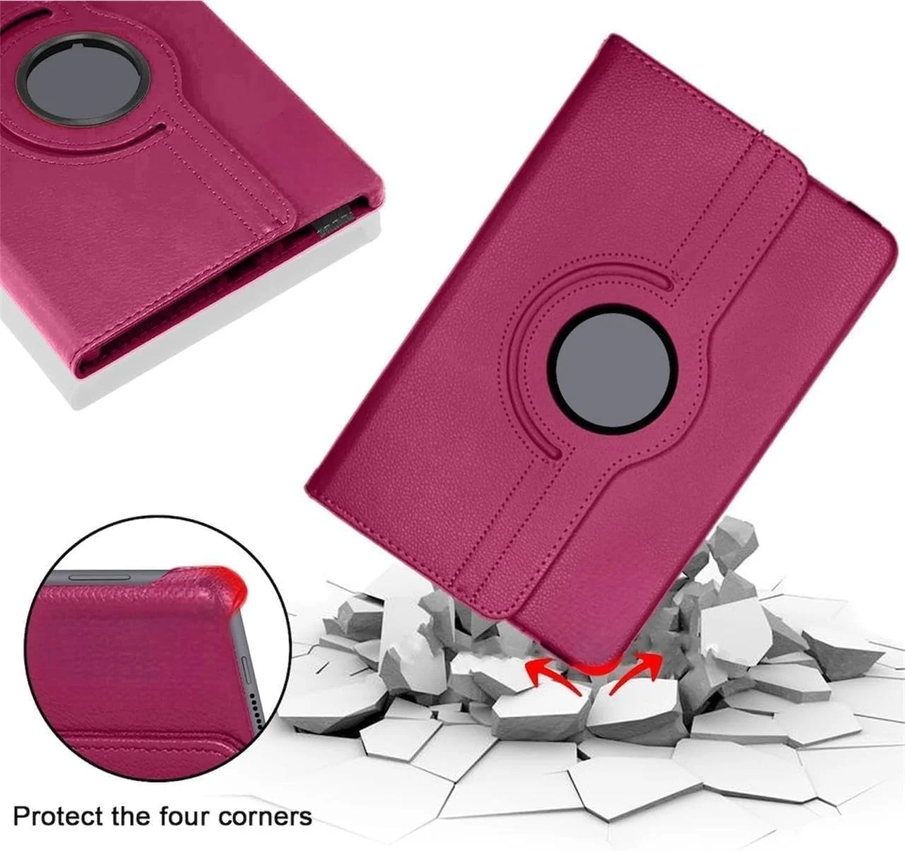 DL3 Mobilak Protective Cover for Xiaomi Pad 7 / Xiaomi Pad 7 Pro 2024 11.2 inch, 360° Rotatable Smart Stand, Leather Folio Flip Cover with Multi-Angle Viewing, Auto Wake Sleep - Pink