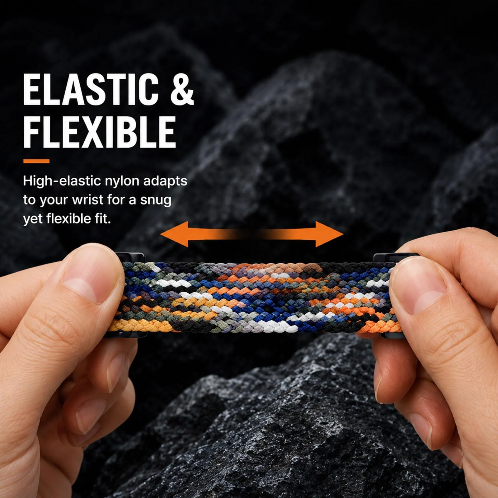 DL3 Mobilak 22mm Magnetic Band for Redmi Watch 5 Active/5 Lite/Samsung Galaxy Watch 3 45mm/Watch 46mm/Gear S3/Huawei watch GT6 GT5 46MM/GT2E/GT6 Pro/GT 5 Pro/Amazfit GTR 4/3, Stretchy Braided Nylon Sport Strap - Charcoal
