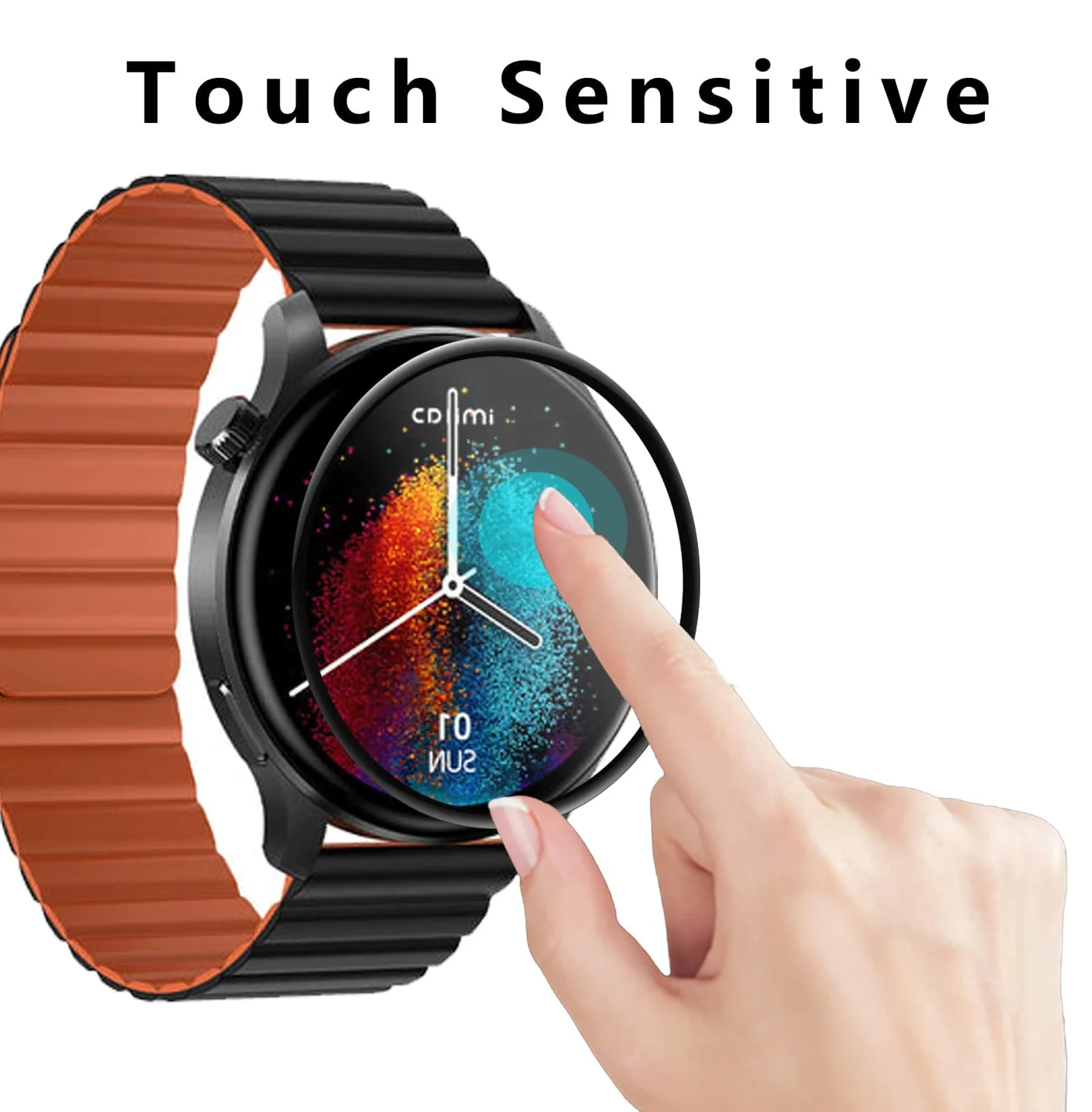 DL3 Mobilak Screen Protector For Xiaomi Watch Imilab W13, 3D Curved Soft Edge Protective Film [Anti-Scratch] [Bubble Free] [Ultra Shatterproof] [High Sensitive] (Not Glass) - Black