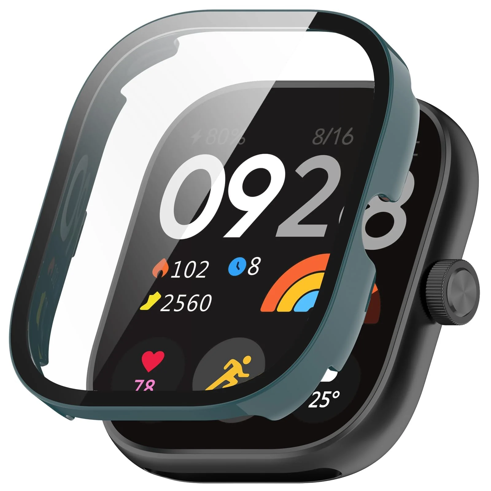 DL3 MOBILAK Full-Coverage Watch Case with Tempered Glass for Xiaomi Redmi Watch 4, Green