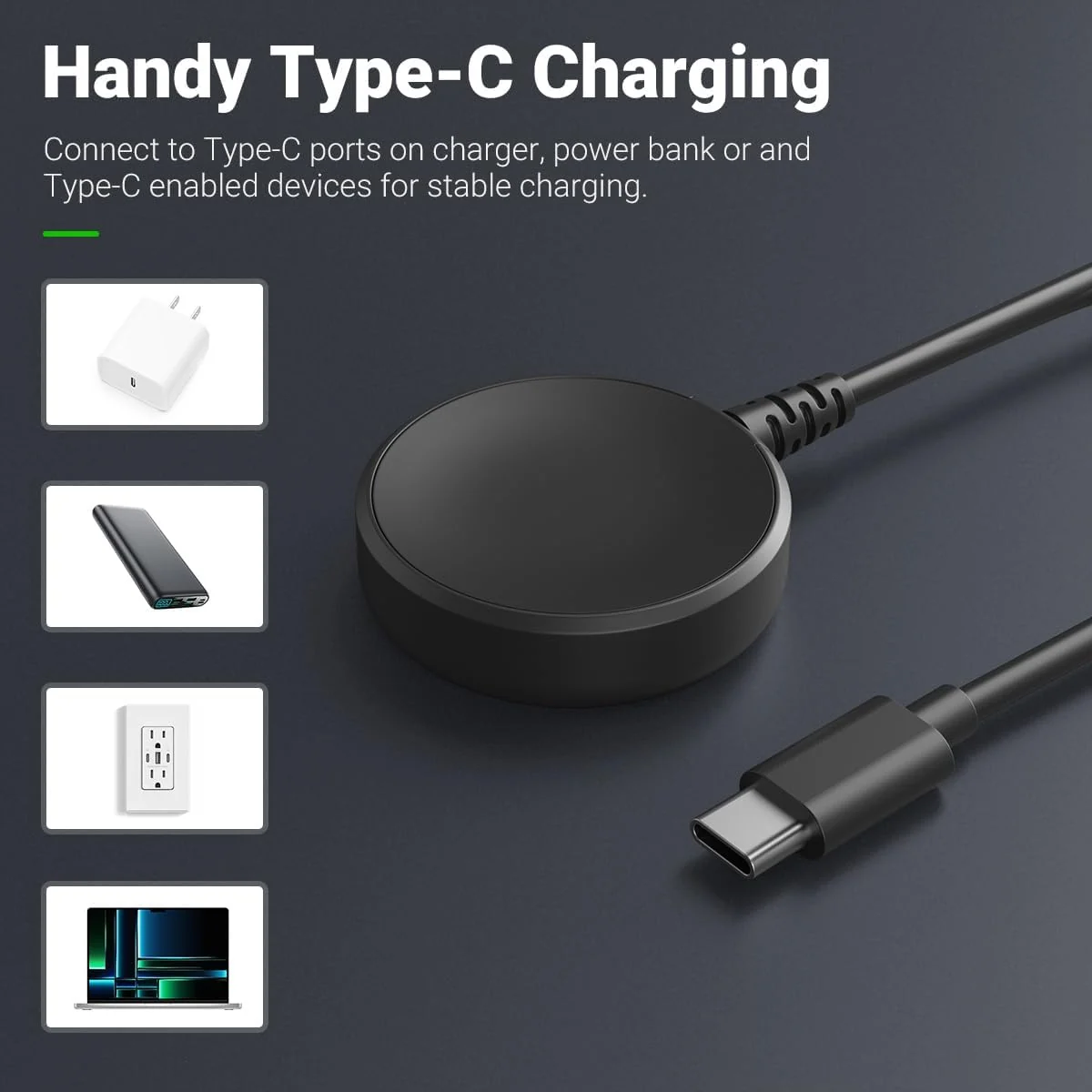DL3 Mobilak Charger Compatible with Samsung Galaxy Watch 7/Ultra/FE/6/6 Classic/5/5 Pro/4/4 Classic/3/Active 2/Active, Magnetic Charging Dock with 1M USB-C Charging Cable - USB-C