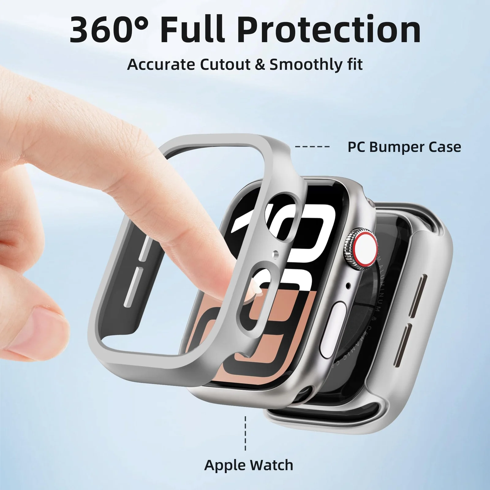 DL3 Mobilak [NO Screen Protector] Bumper Case for Apple Watch Series 10 42mm, Slim Thin Shockproof Bumper Cover, Hard PC Protective Frame All-Around Edge for iWatch 10 42 mm Accessories - Silver