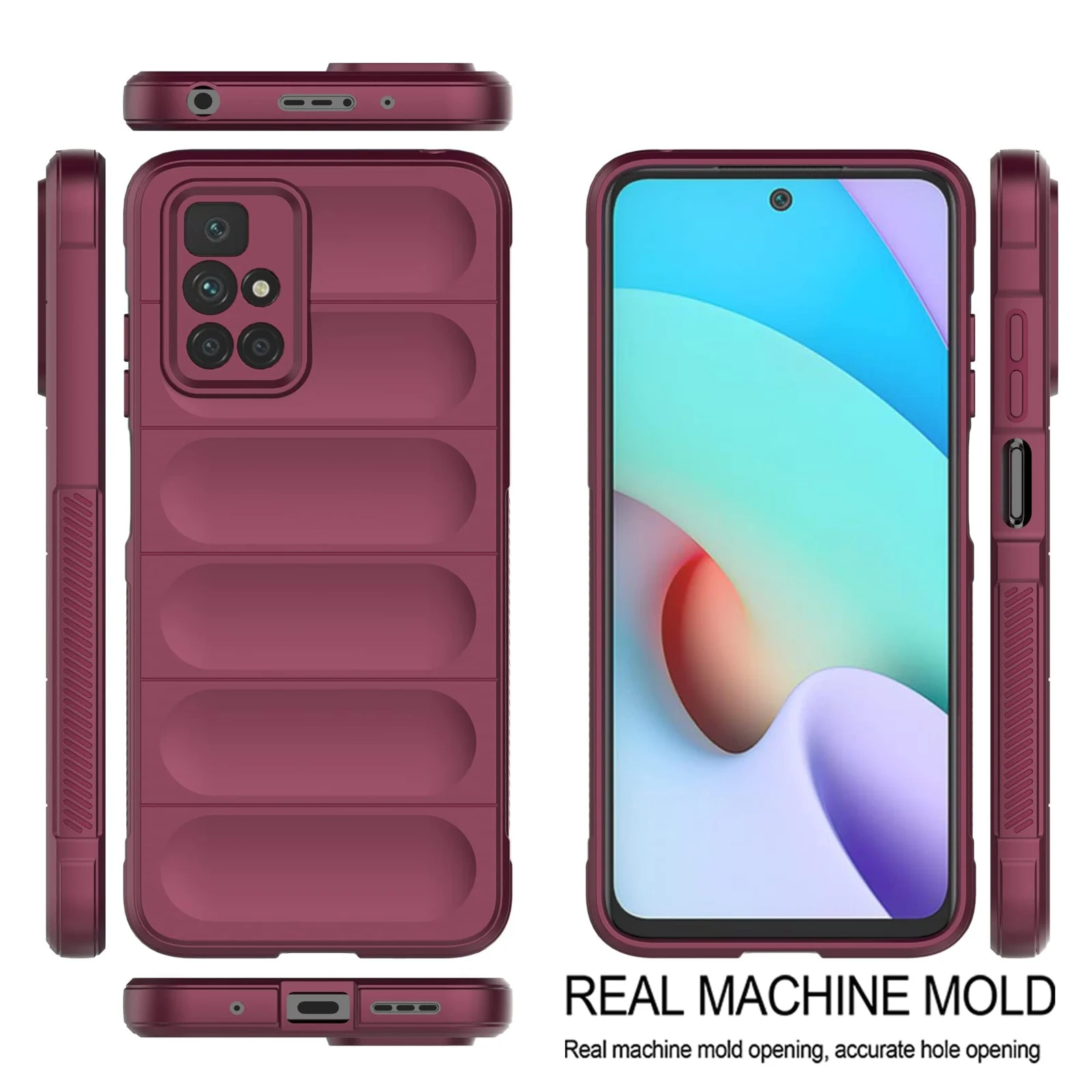 DL3 Mobilak Flexible Silicone and TPU Protective Case with Camera Protection for Xiaomi Redmi 10 4G / Redmi 10 2022 - Wine Red