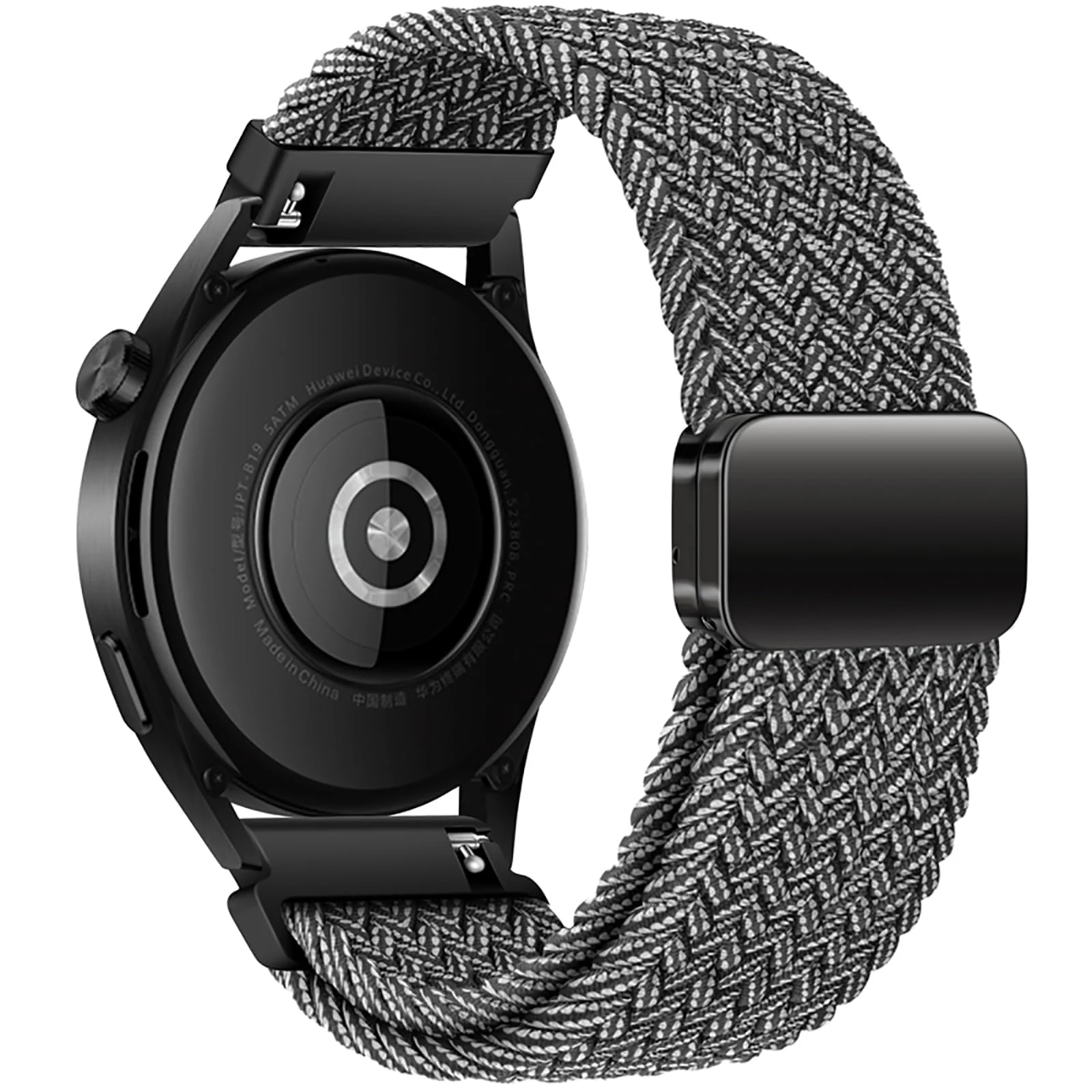 DL3 Mobilak 22mm Magnetic Band for Redmi Watch 5 Active/5 Lite/Samsung Galaxy Watch 3 45mm/Watch 46mm/Gear S3/Huawei watch GT6 GT5 46MM/GT2E/GT6 Pro/GT 5 Pro/Amazfit GTR 4/3, Stretchy Braided Nylon Sport Strap - Grey-White