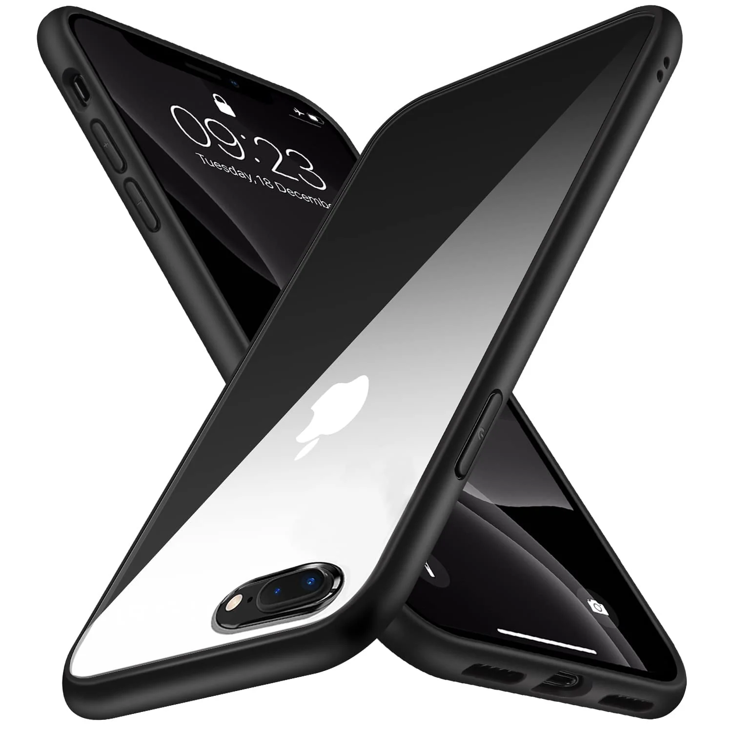 DL3 Mobilak Case Compatible With iPhone 7 Plus/iPhone 8 Plus, Clear Case Shockproof Hard PC +Soft Silicone [Not Yellowing] Transparent Protective Slim Case Phone - Black