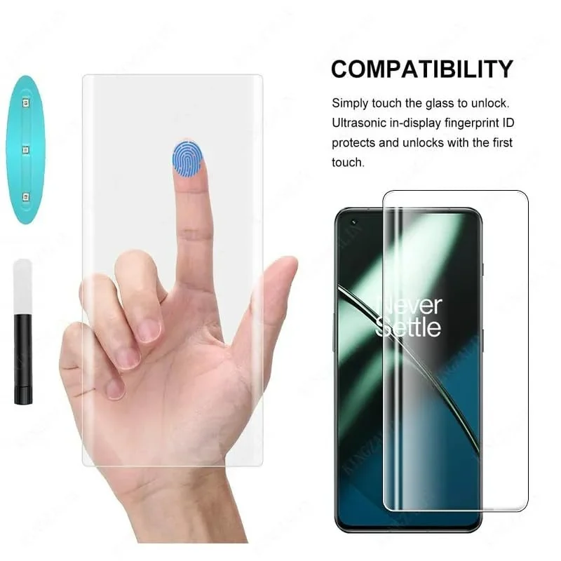 DL3 Mobilak Full Glass Screen Protector For Oneplus 11 5G UV Tempered Glass Full Glue Cover Screen Protector For Oneplus 11 5G Fingerprint Unlock Screen Glass Film - Clear