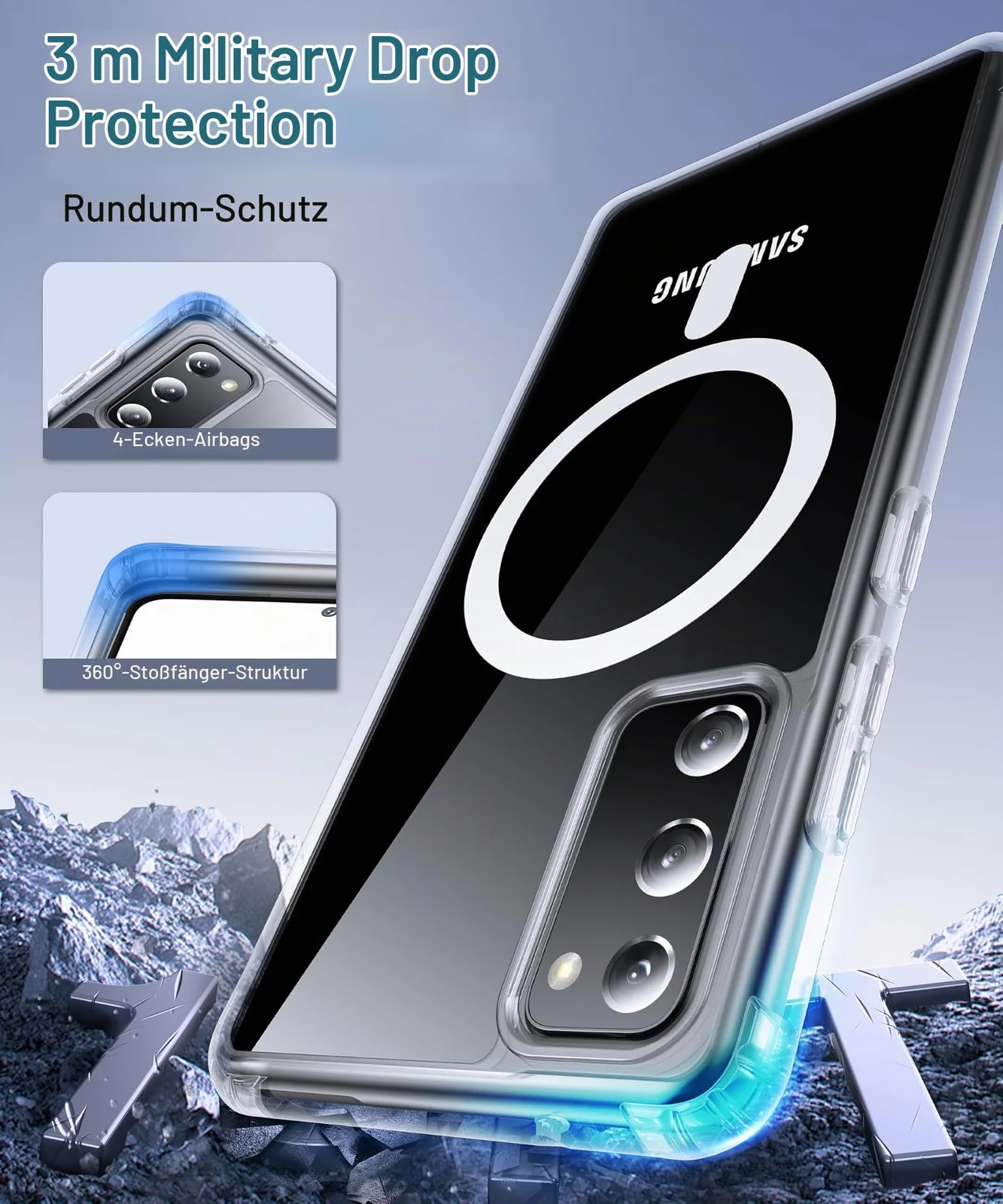 MOBIGON Slim Magnetic MagSafe-Compatible Phone Case for Samsung Galaxy S20 FE, Clear