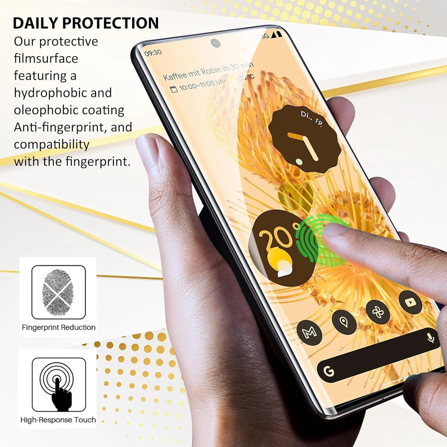 DL3 Mobilak Screen Protector for Google Pixel 6 Pro, Tempered Glass Screen Saver Premium HD Protective, Scratch Resistant, NO-Bubble, 9H Hardness, Full Coverage Film - Clear