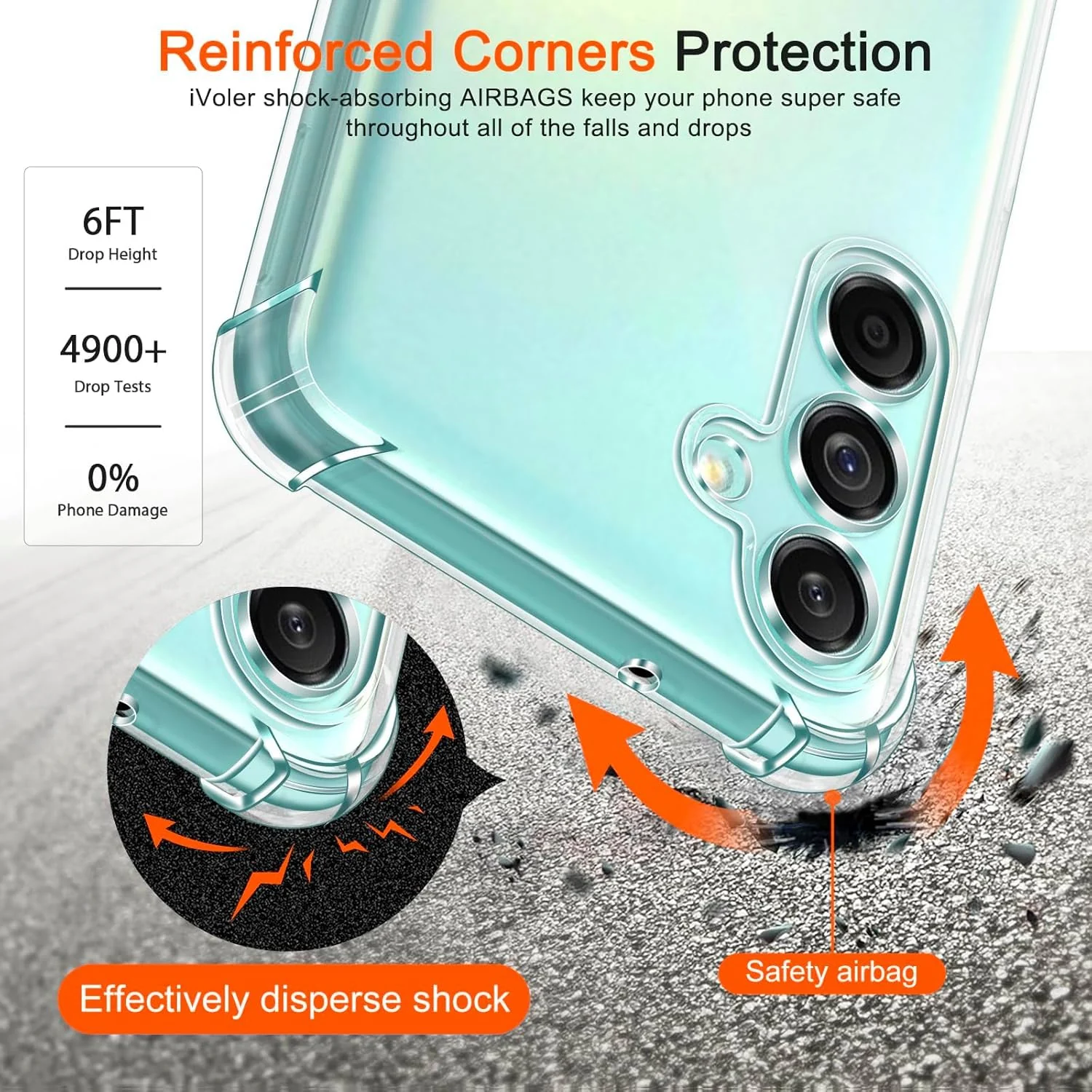 DL3 Mobilak Case Compatible with Samsung Galaxy M55 5G, Cover Silicone TPU Gorilla Anti-shock Protector Camera Shockproof Corners - Clear